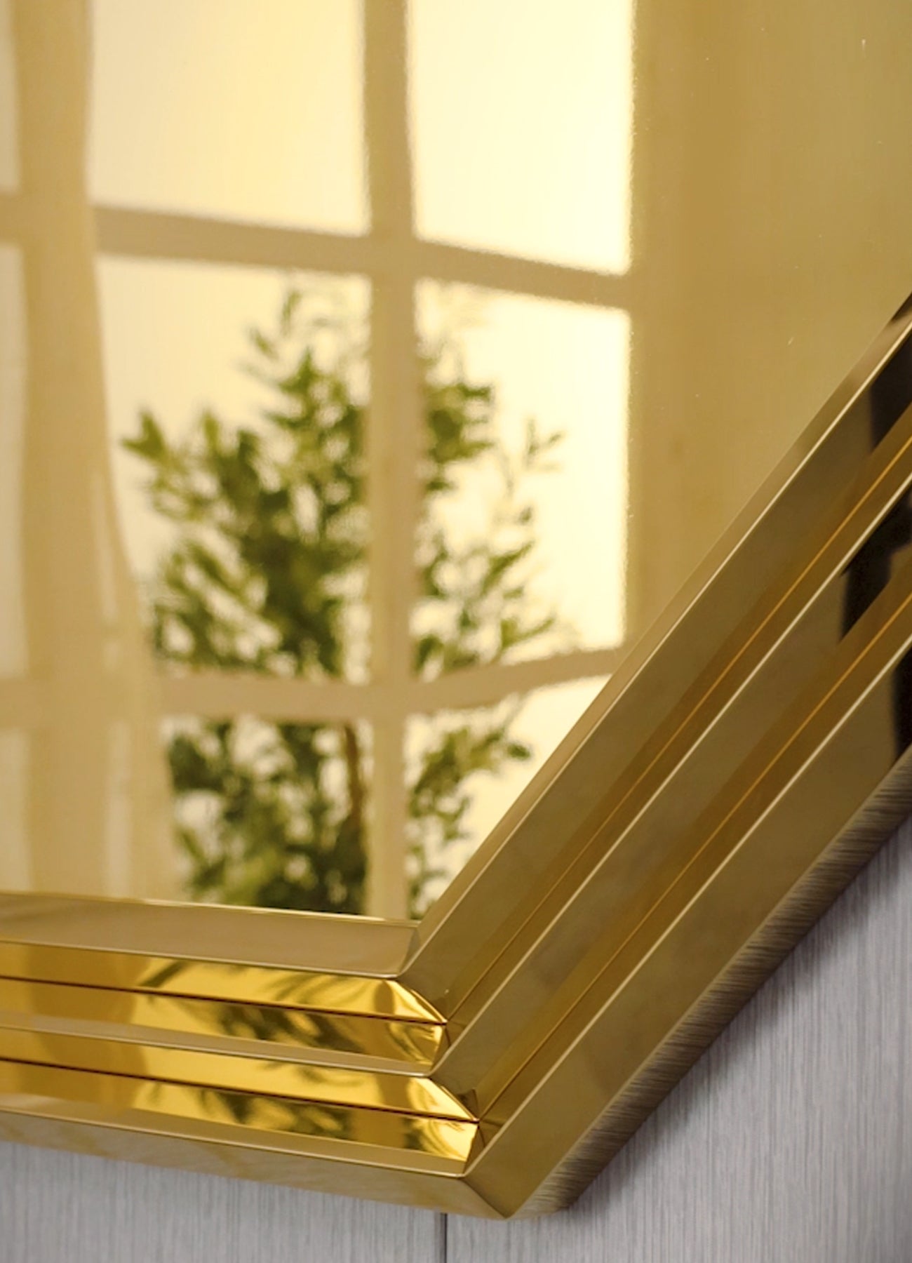 Gold 24" Octagon Geometric Mirror Wall | W101