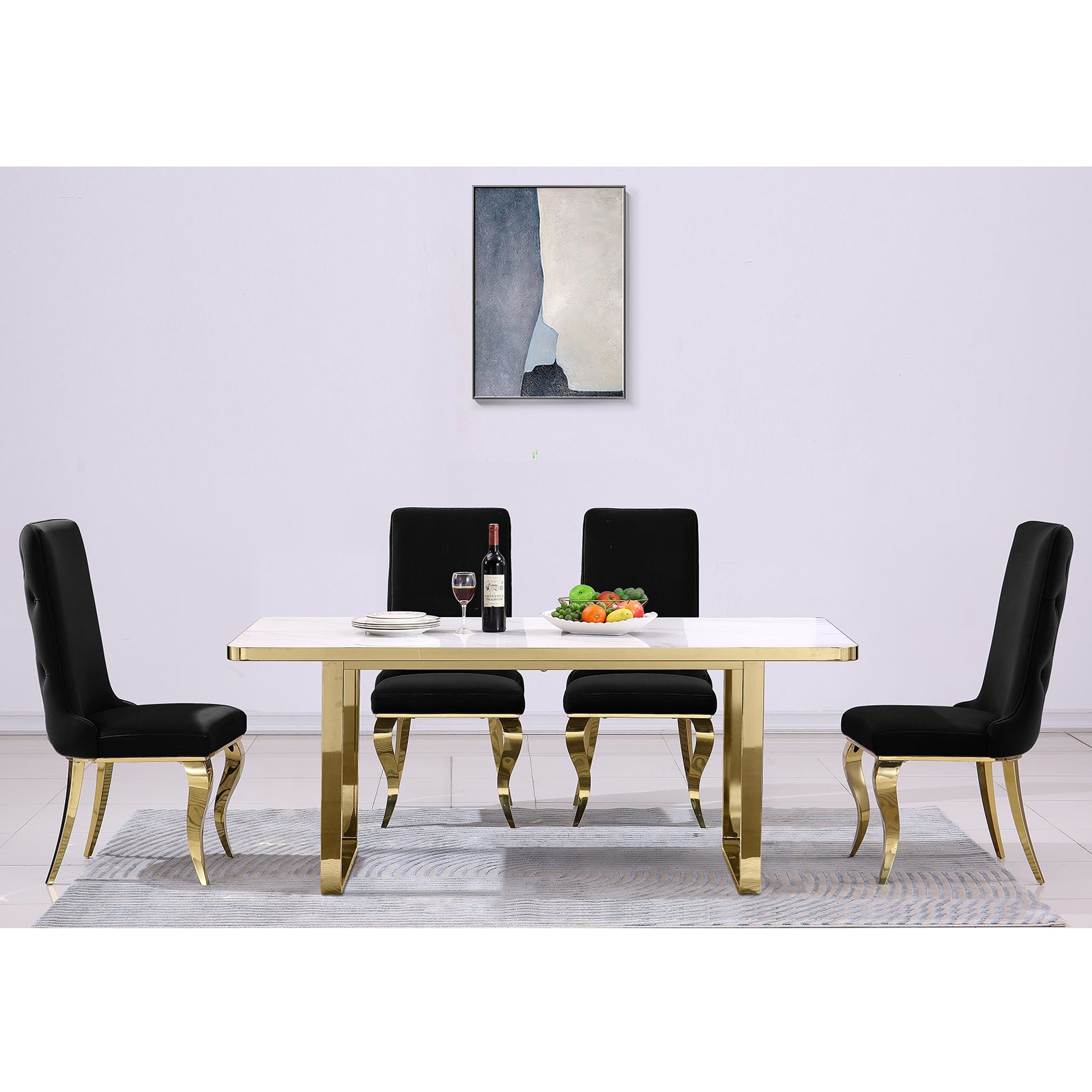 714 Set | AUZ Black and Gold Dining room Sets for 6
