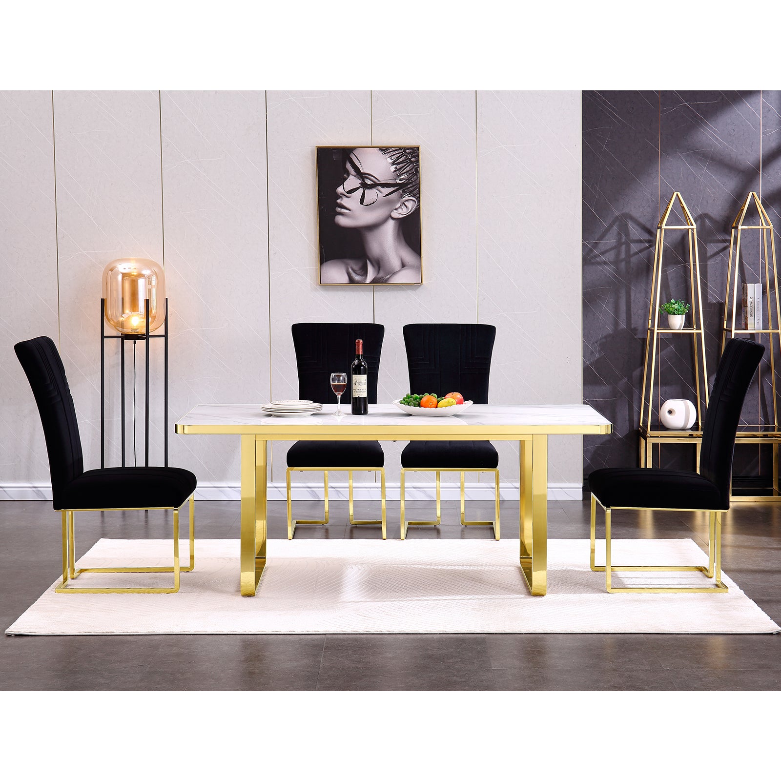 Black Velvet dining chairs | Metal Sled Base| C120