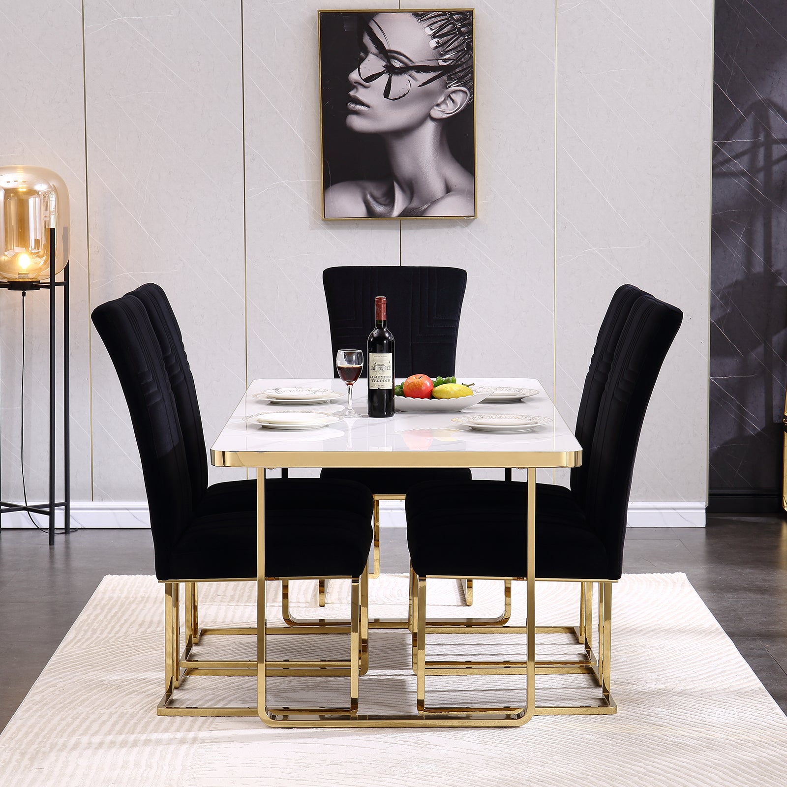 Black Velvet dining chairs | Metal Sled Base| C120