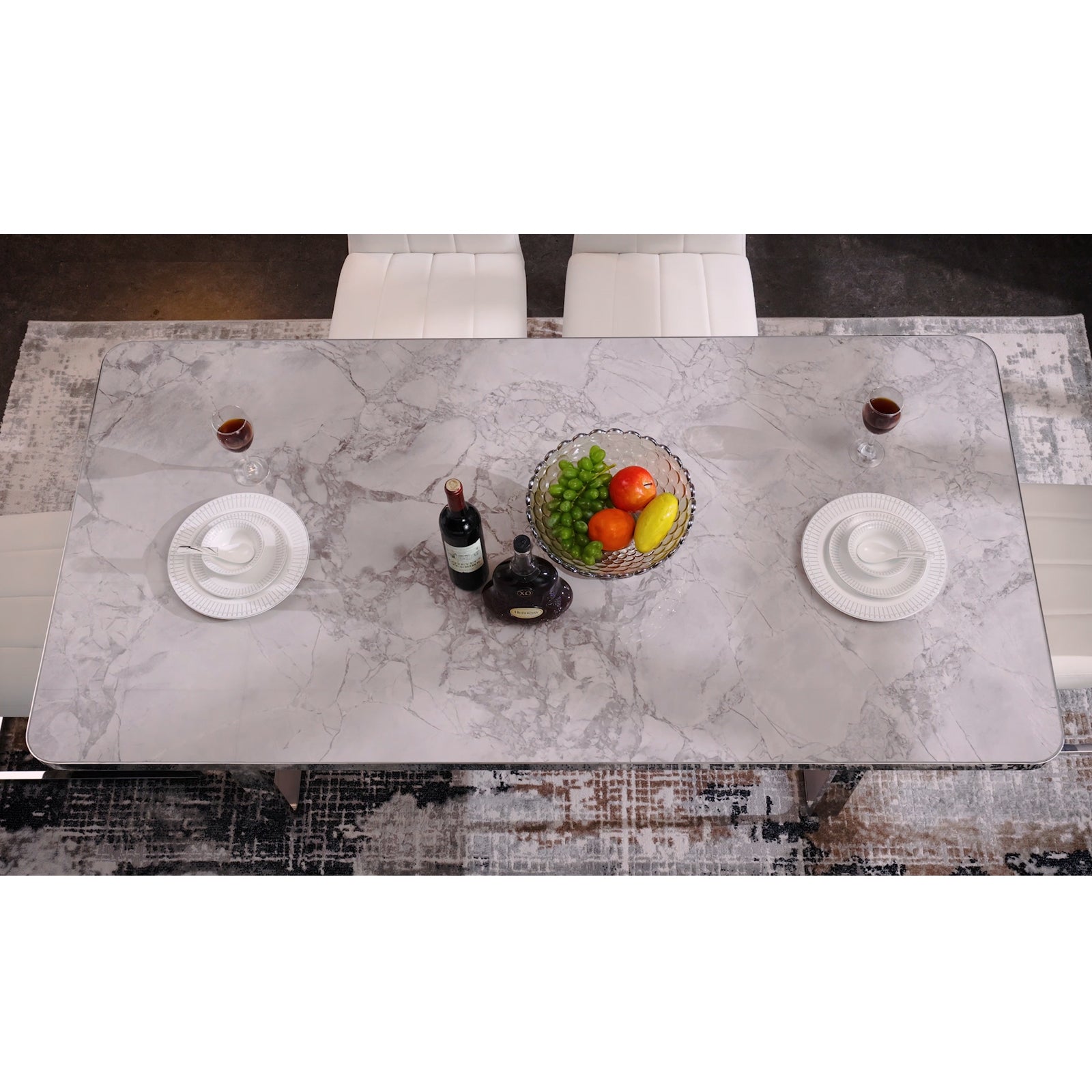 701 Set | AUZ White and Silver Dining room Sets for 6