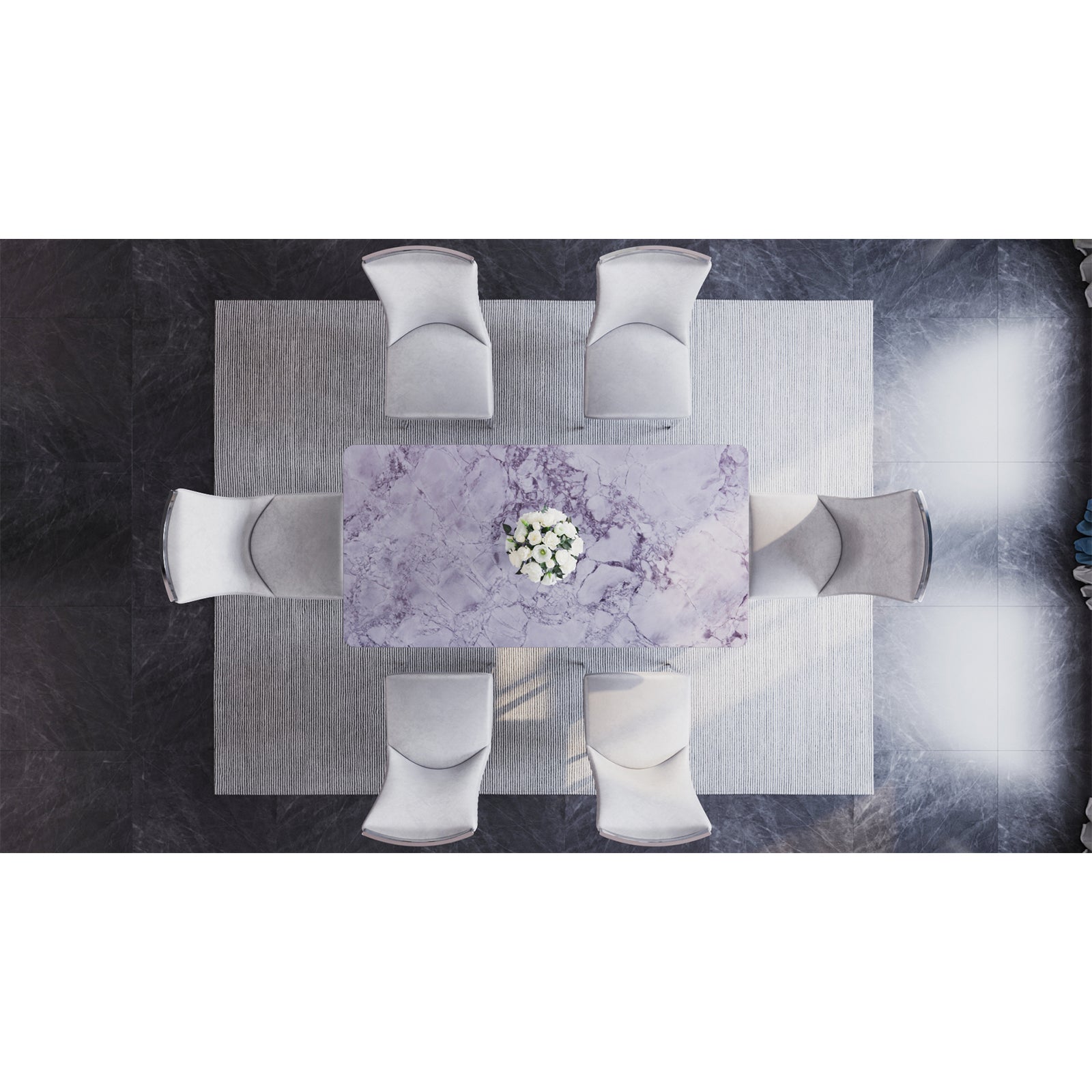 701 Set | AUZ White and Silver Dining room Sets for 6