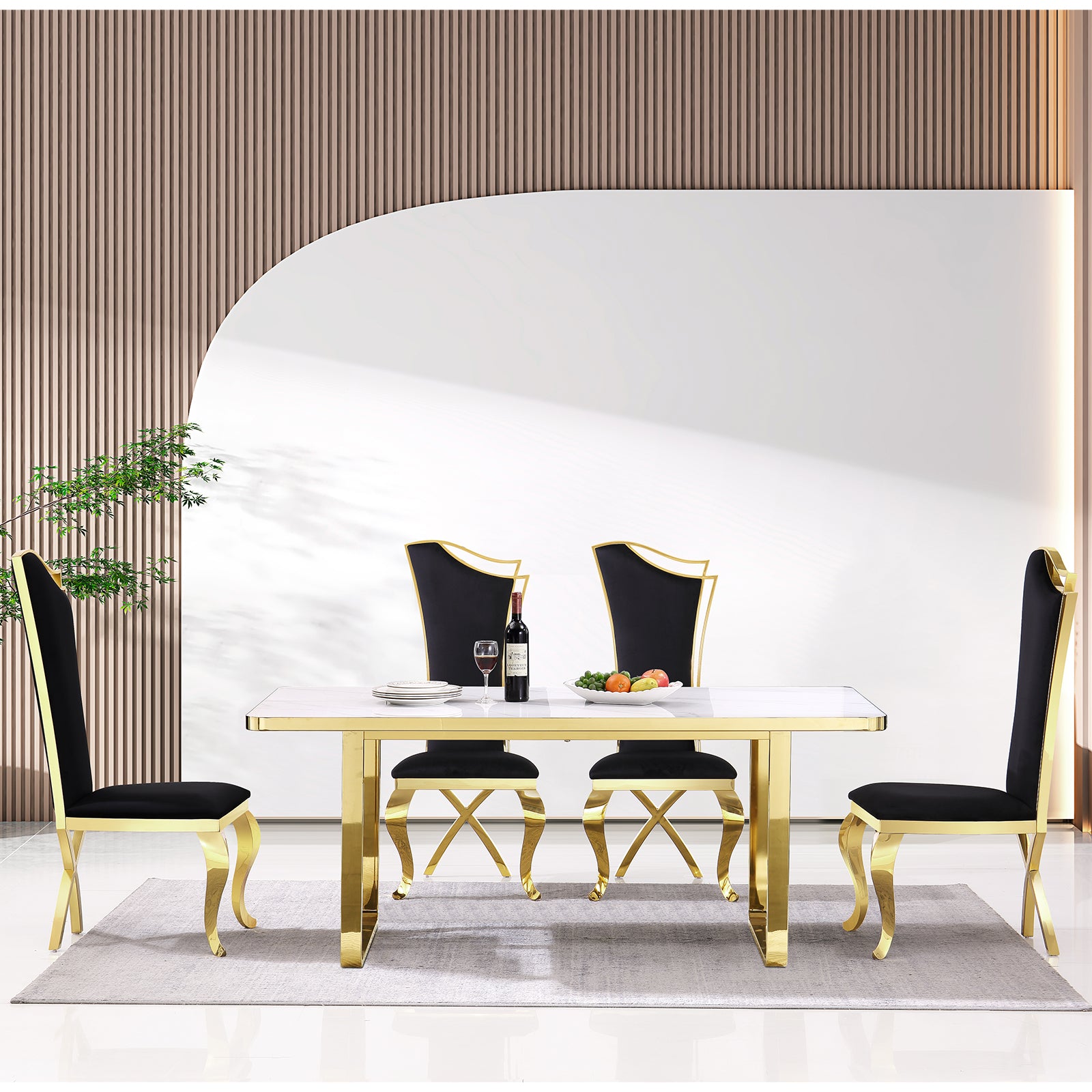 707 Set | AUZ Black and Gold Dining room Sets for 6