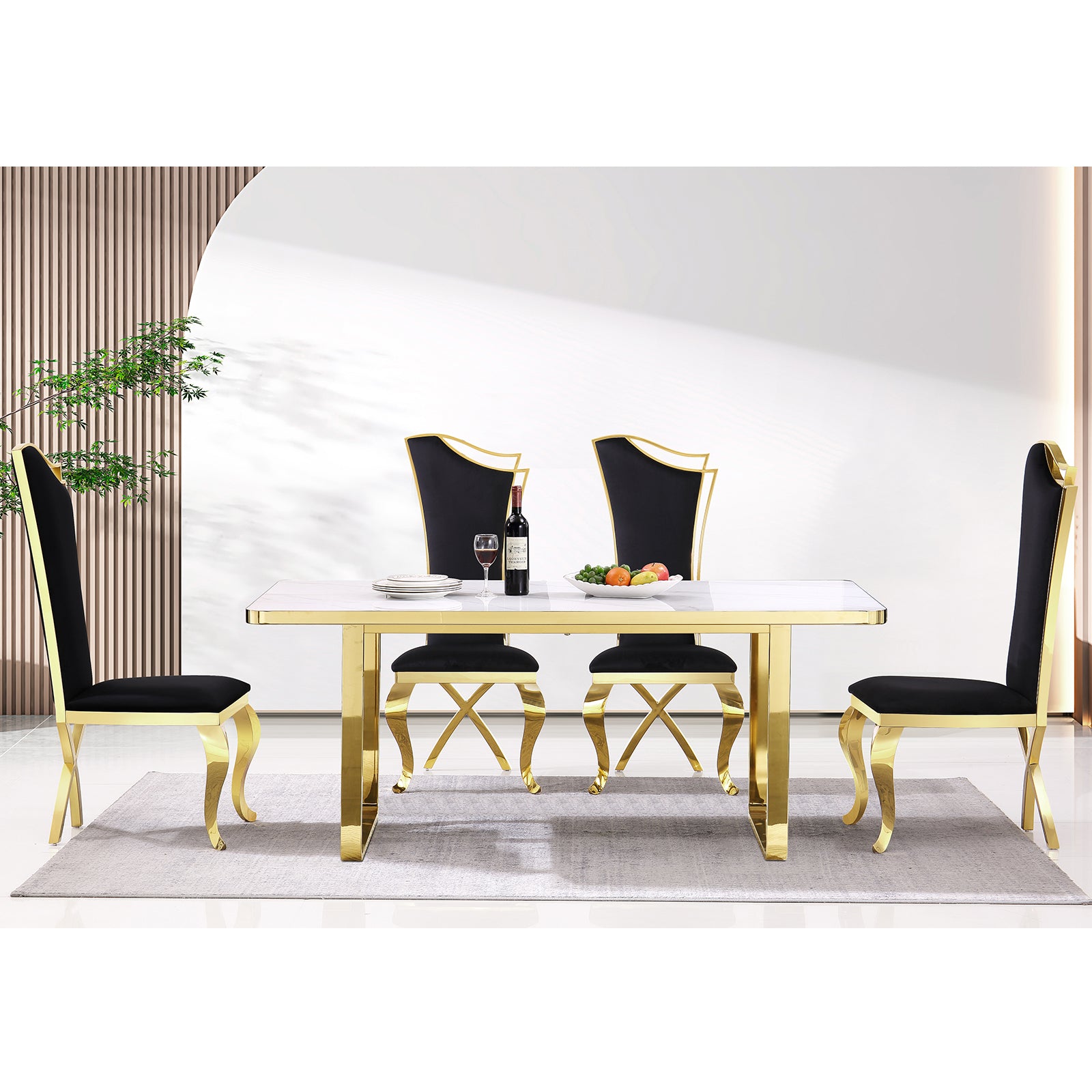 707 Set | AUZ Black and Gold Dining room Sets for 6