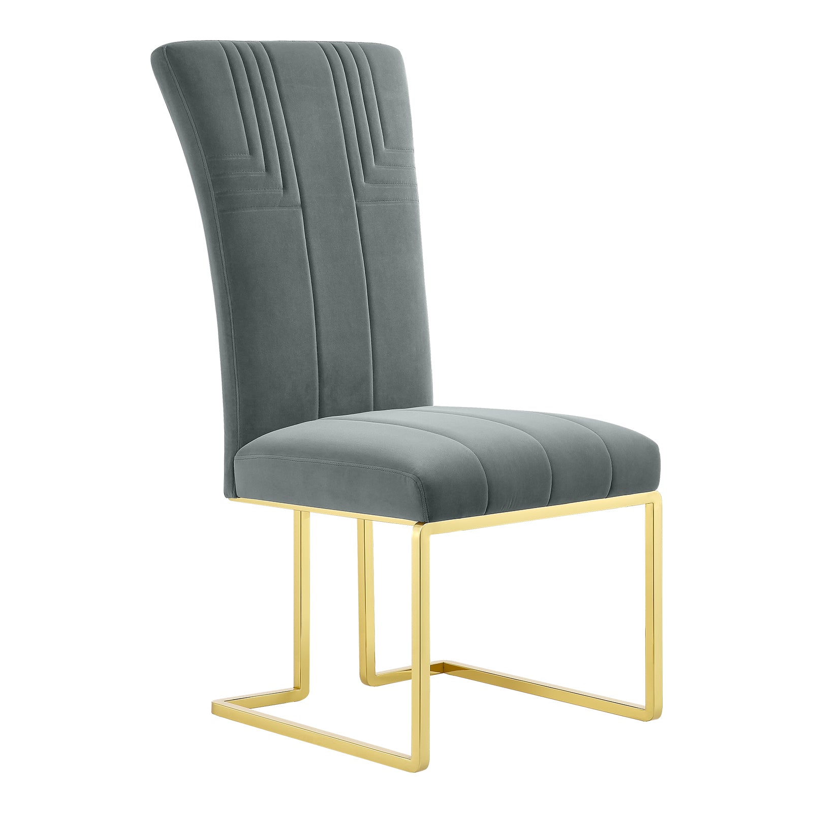 Gray Velvet dining chairs | Metal Sled Base| C119