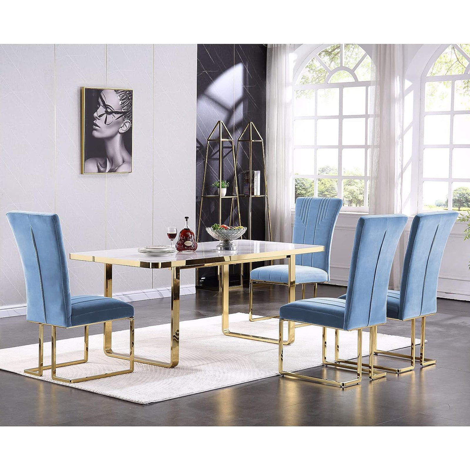 711 Set | AUZ Blue and Gold Dining room Sets for 6
