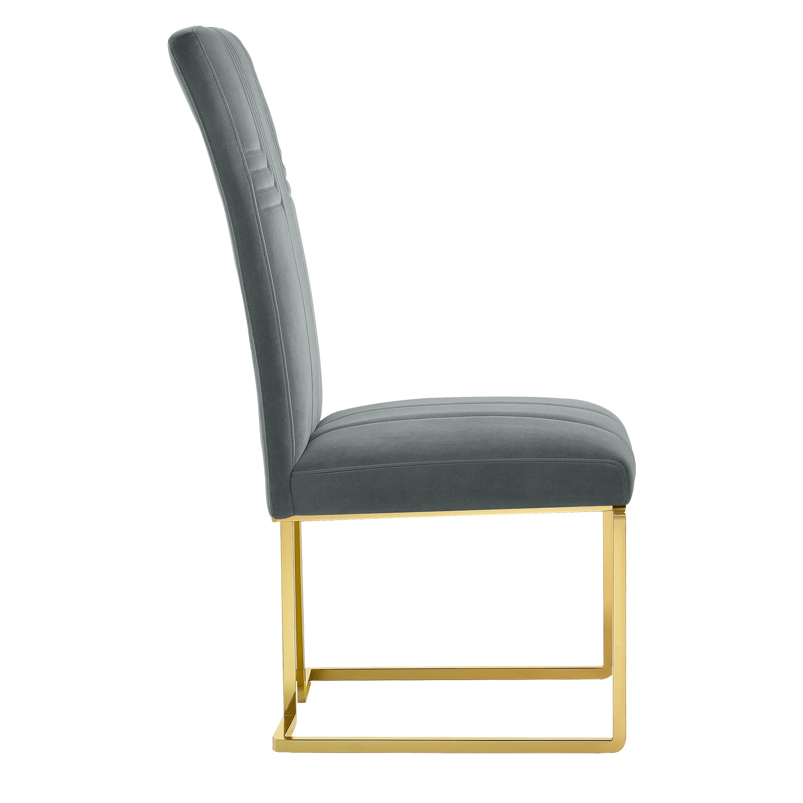 Gray Velvet dining chairs | Metal Sled Base| C119