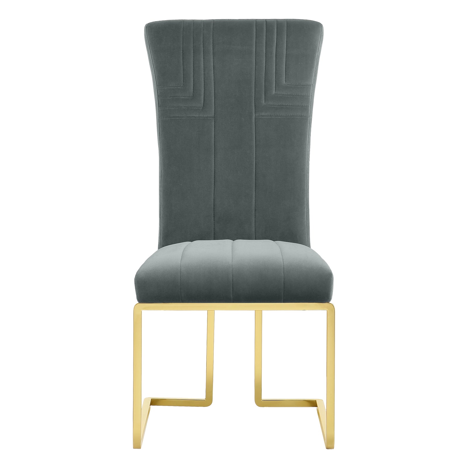 Gray Velvet dining chairs | Metal Sled Base| C119