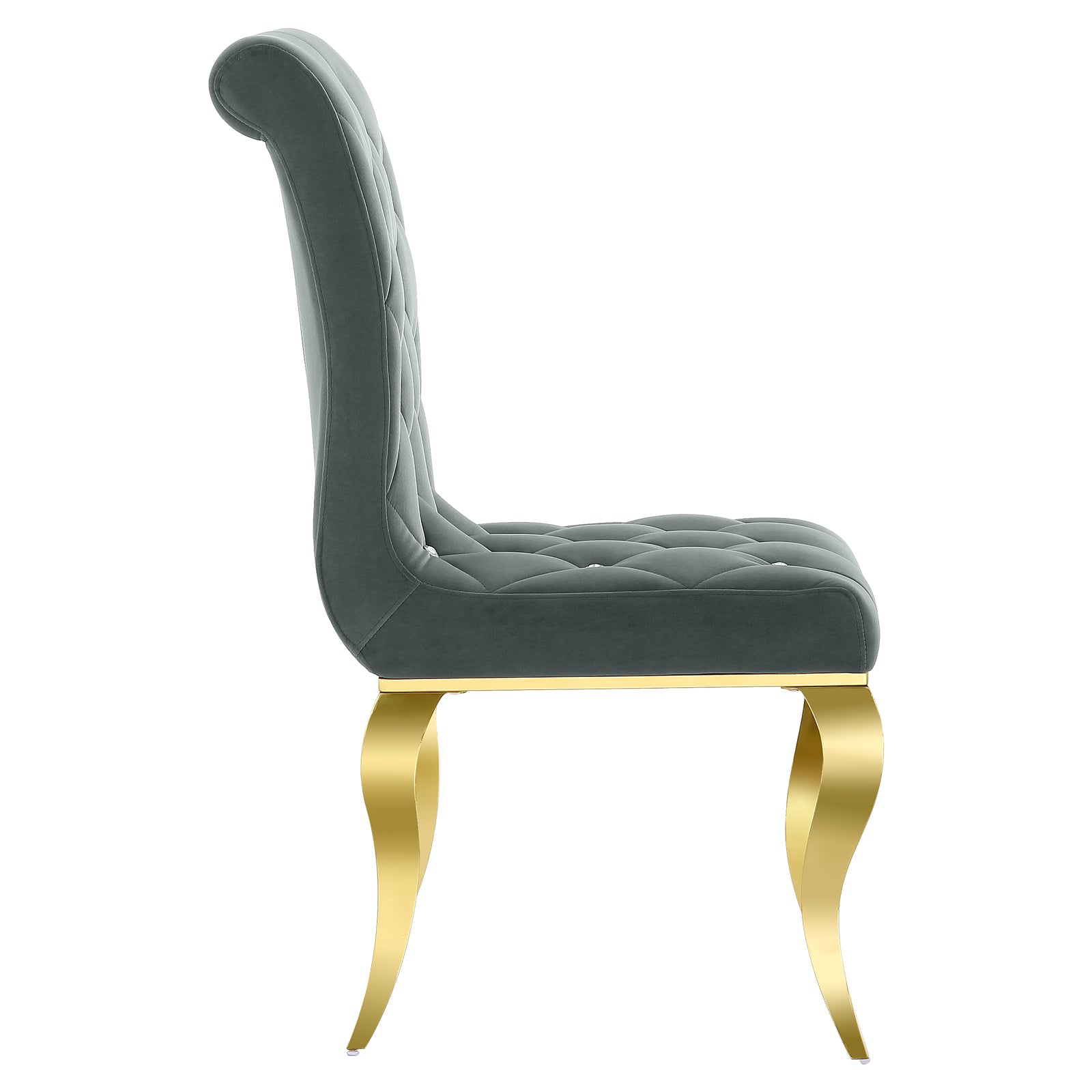 Gray Velvet dining Chairs| Button Tufted Crystal Back | C132