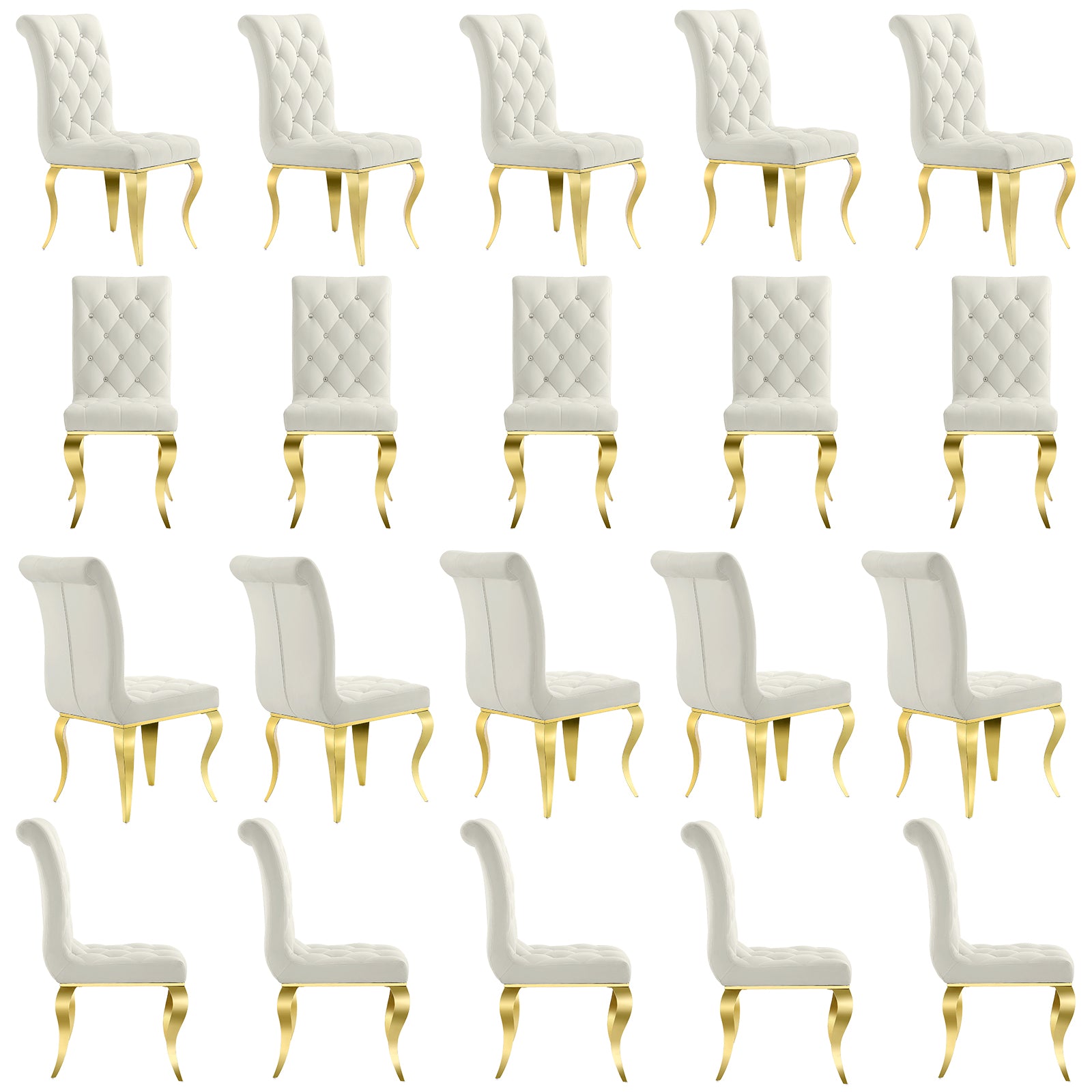 Wholesale White gold Velvet Dining Chairs
