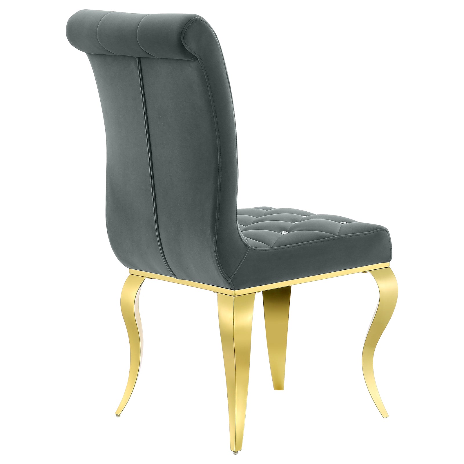 Gray Velvet dining Chairs| Button Tufted Crystal Back | C132