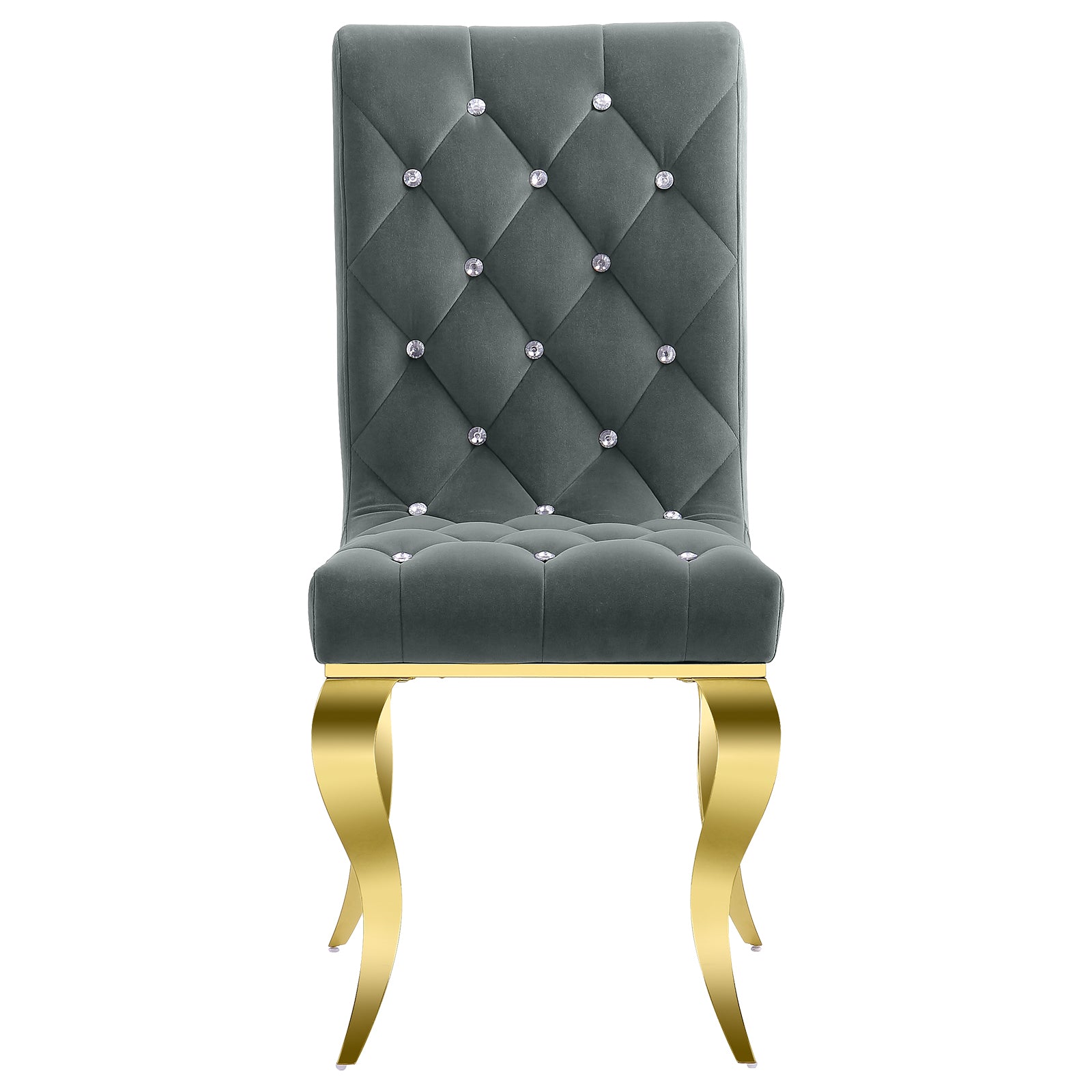 Gray Velvet dining Chairs| Button Tufted Crystal Back | C132