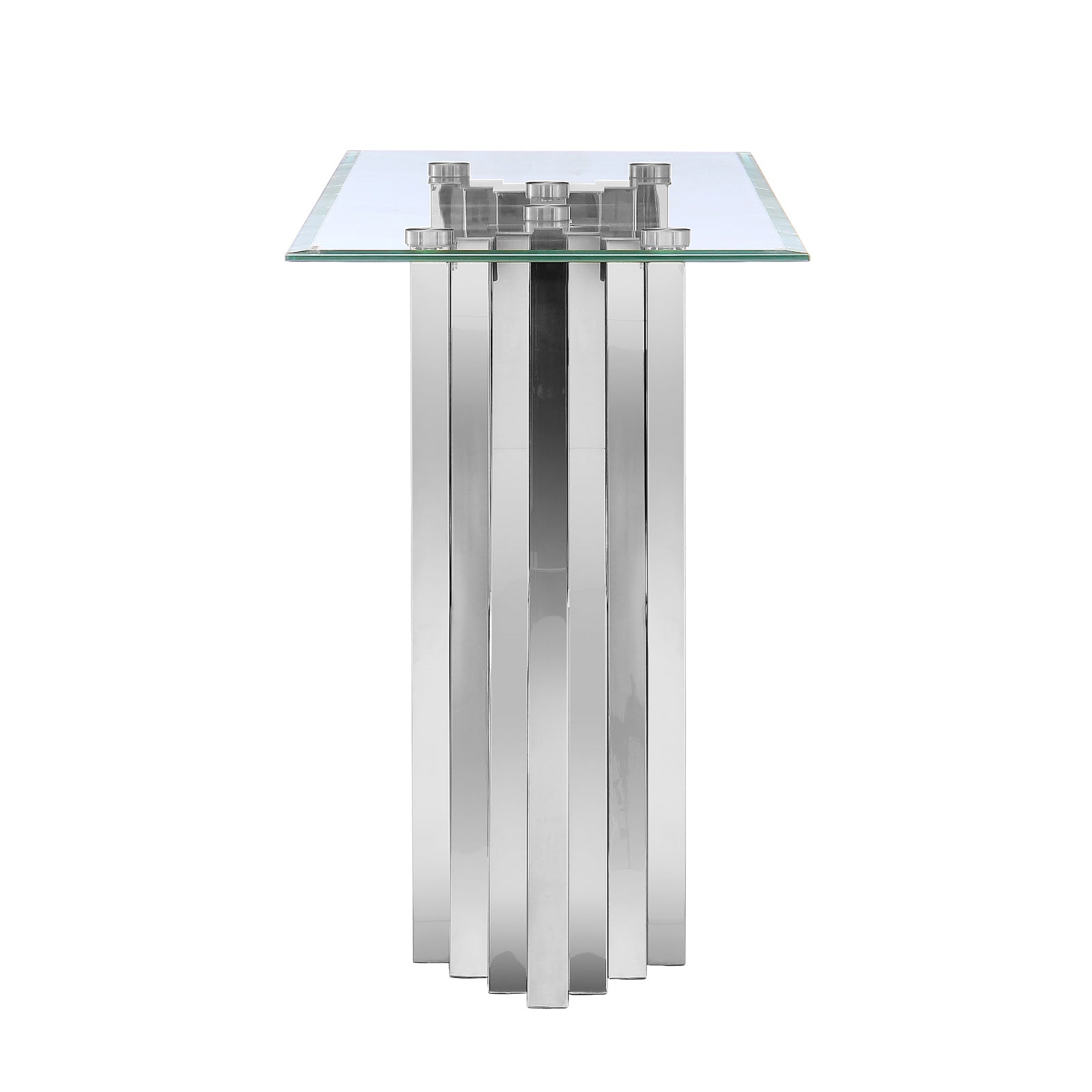 Silver Glass living room table set | Metal Scalloped Legs | L220