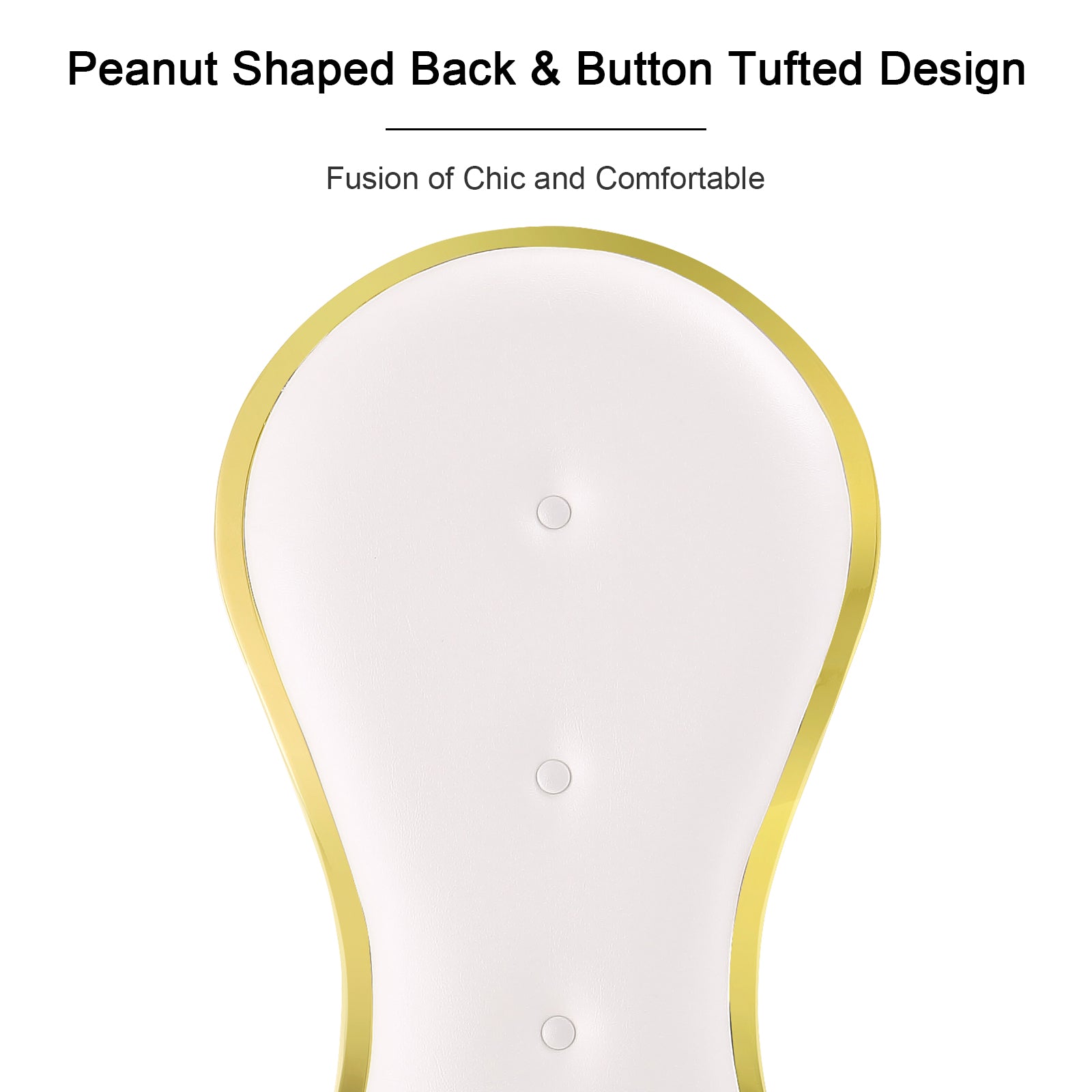 White leather Dining Chairs | Oval-shaped back | Gold metal legs| C144
