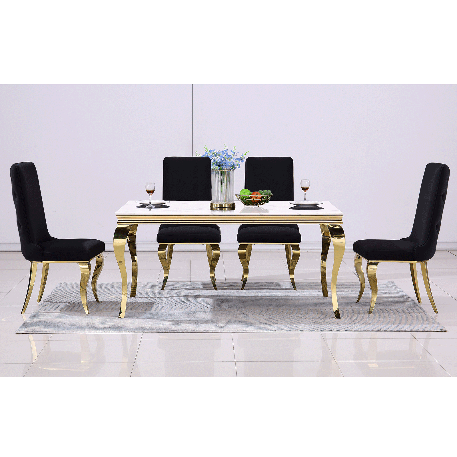 651-Set | AUZ Black and Gold Dining room Sets for 6