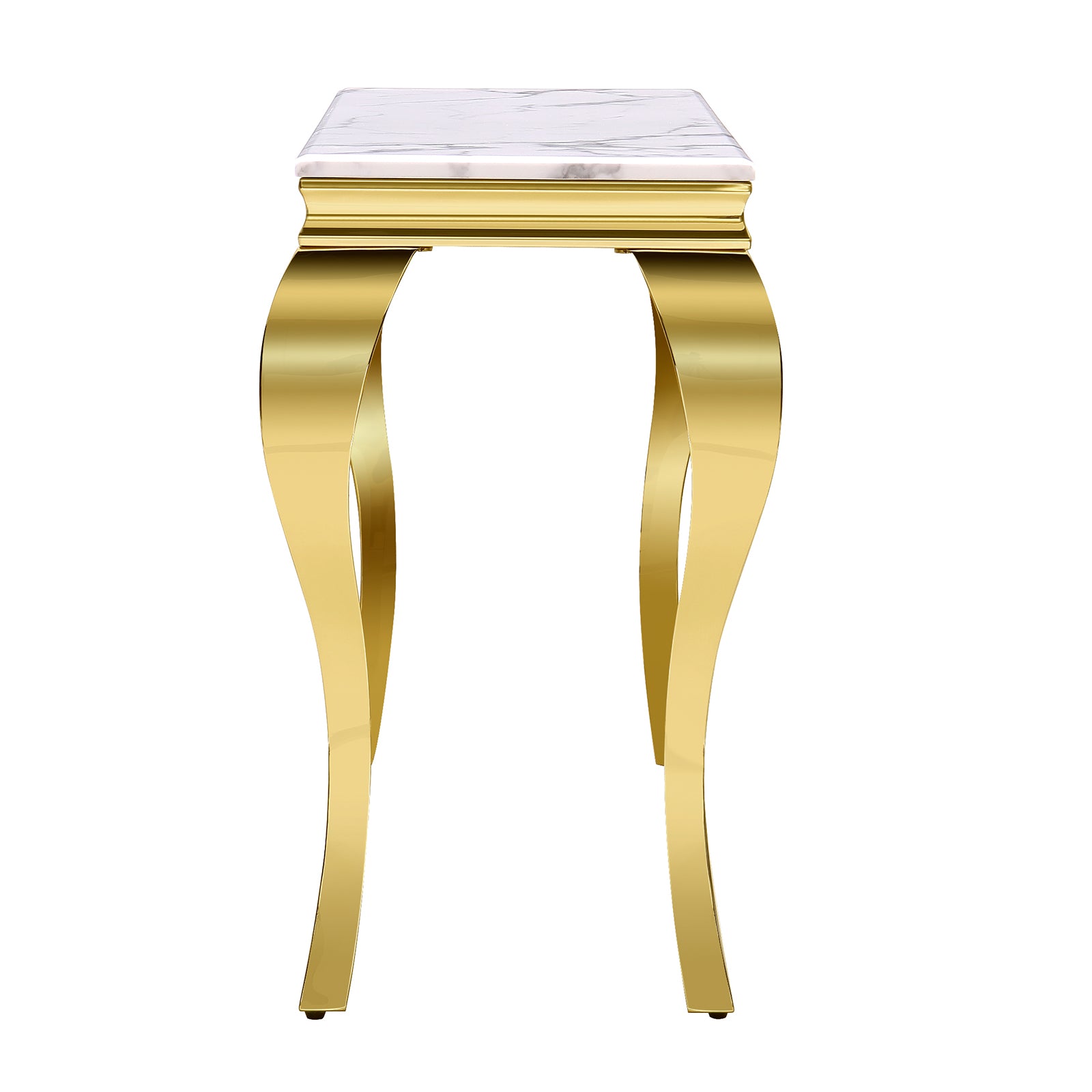 White Gold Sofa Table with White Stainless Steel Legs | S512