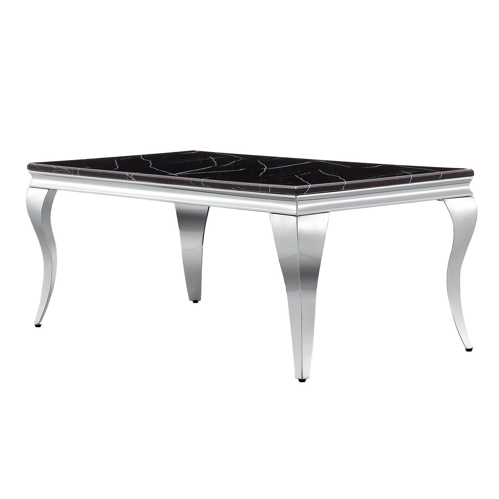 Black Coffee Table with Silver Cabriole Legs | F317