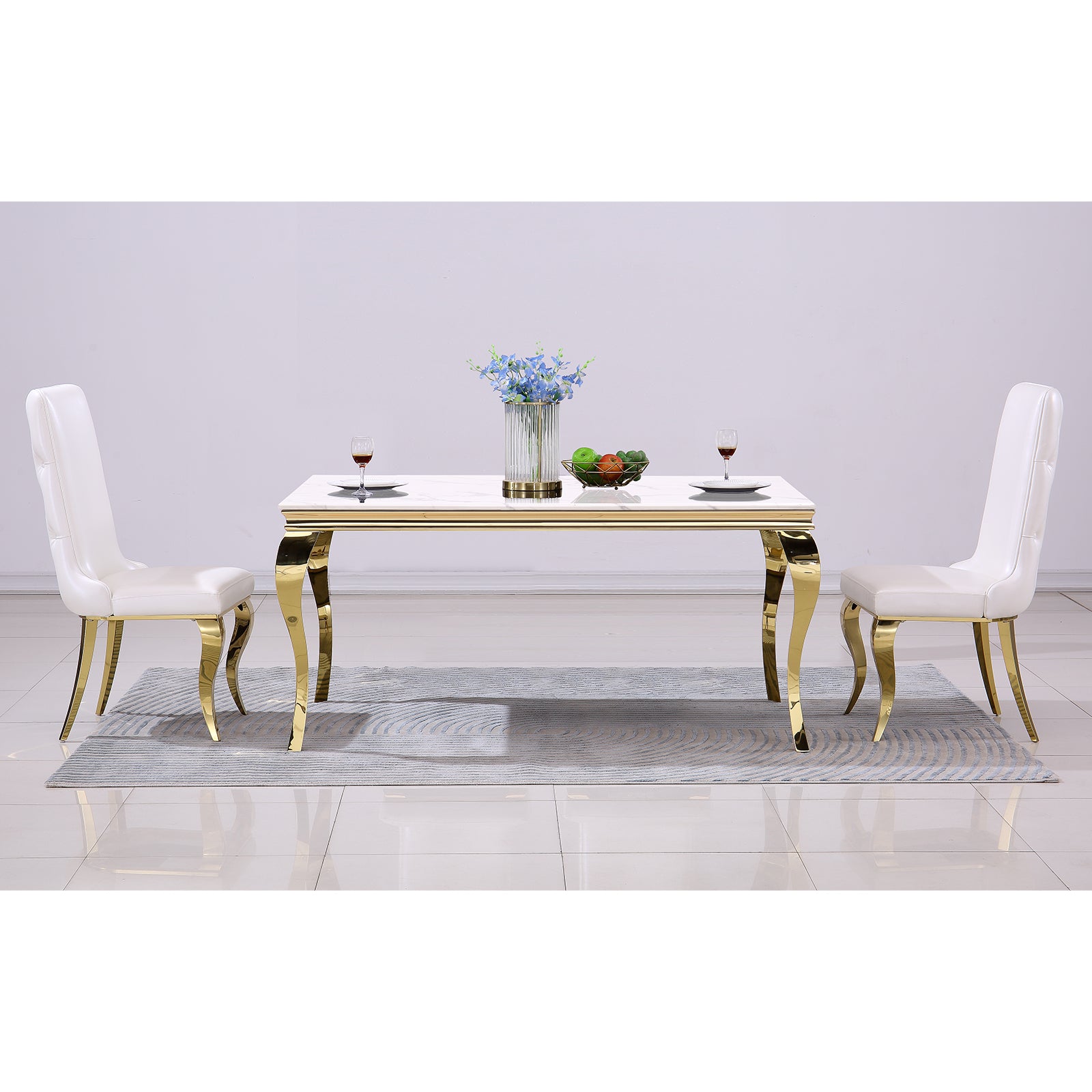 652-Set | AUZ White and Gold Dining room Sets for 6