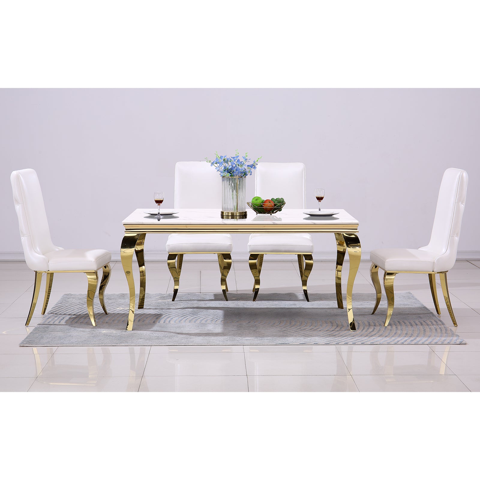652-Set | AUZ White and Gold Dining room Sets for 6