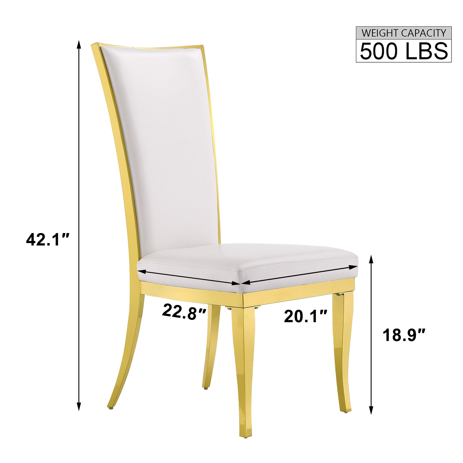 White Leather Dining Chairs | Hand-stitched diamond High Back | C152
