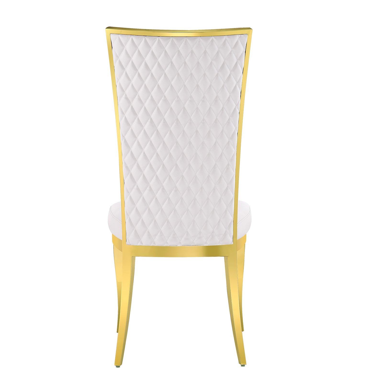 White Leather Dining Chairs | Hand-stitched diamond High Back | C152