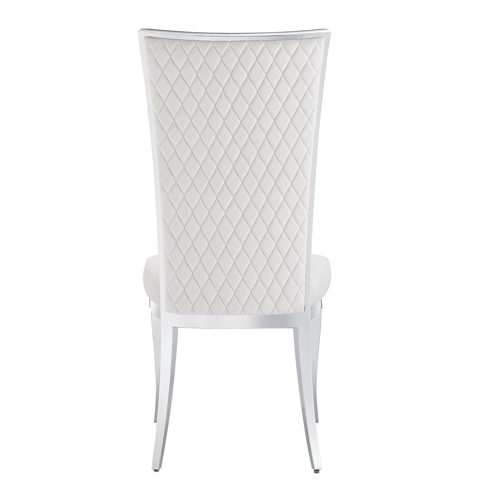 White velvet Dining Chairs | Hand-stitched diamond High Back | C153