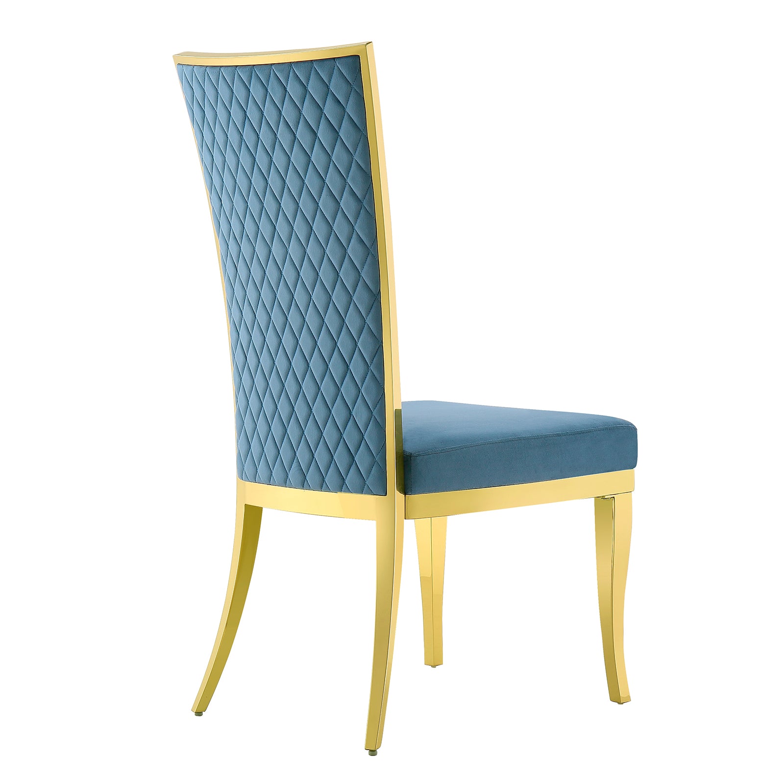 Blue velvet Dining Chairs | Hand-stitched diamond High Back | C151