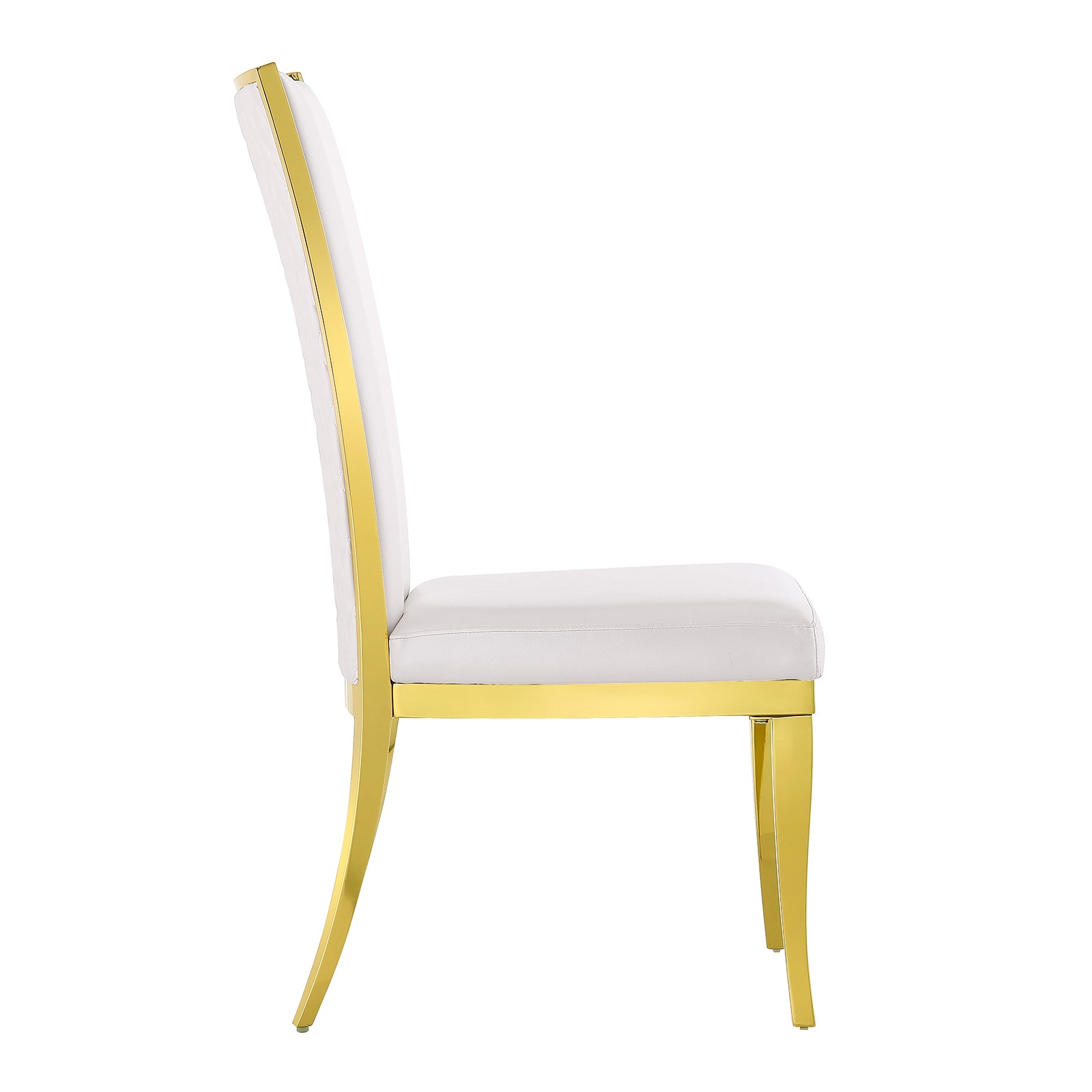 White Leather Dining Chairs | Hand-stitched diamond High Back | C152