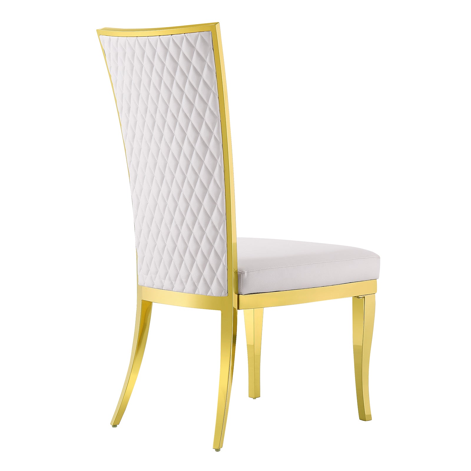 White Leather Dining Chairs | Hand-stitched diamond High Back | C152