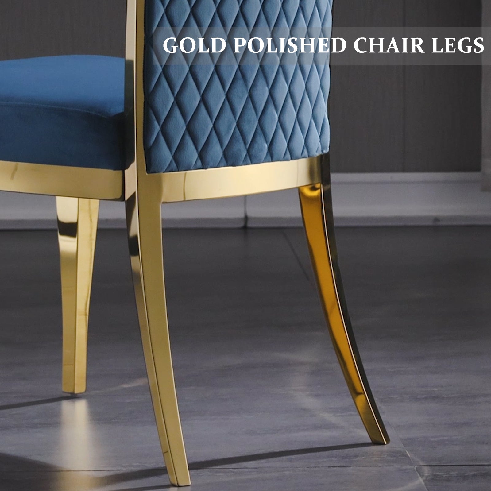 Blue velvet Dining Chairs | Hand-stitched diamond High Back | C151