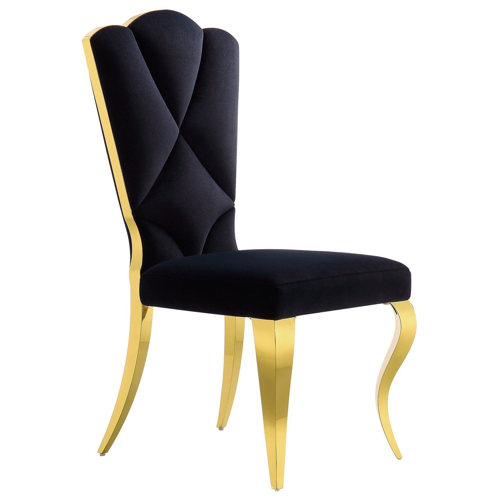 Black velvet dining chairs | Cloud backrest design | Gold Metal legs | C140