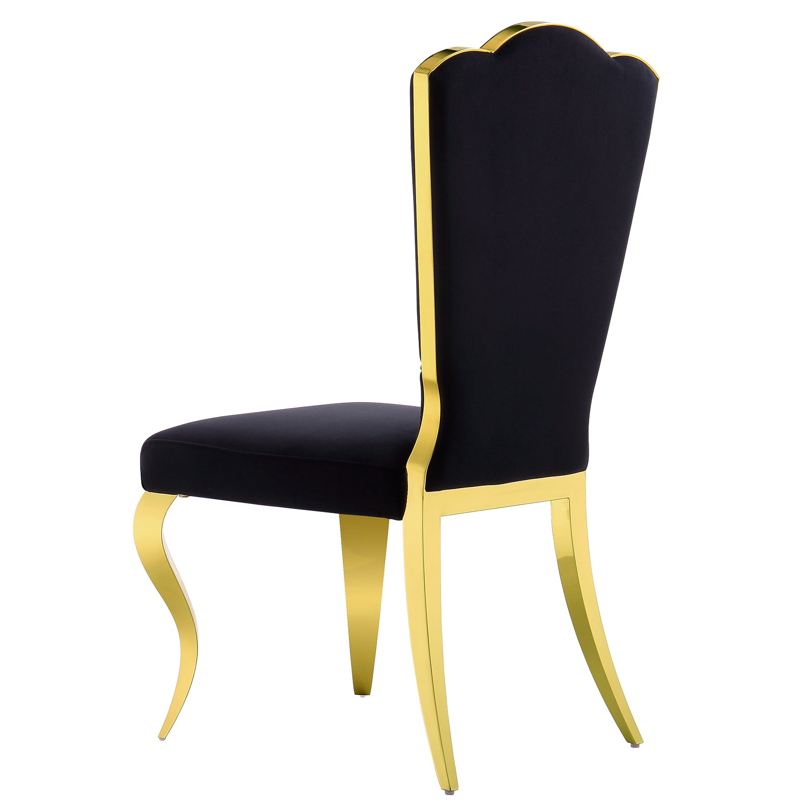 Black velvet dining chairs | Cloud backrest design | Gold Metal legs | C140