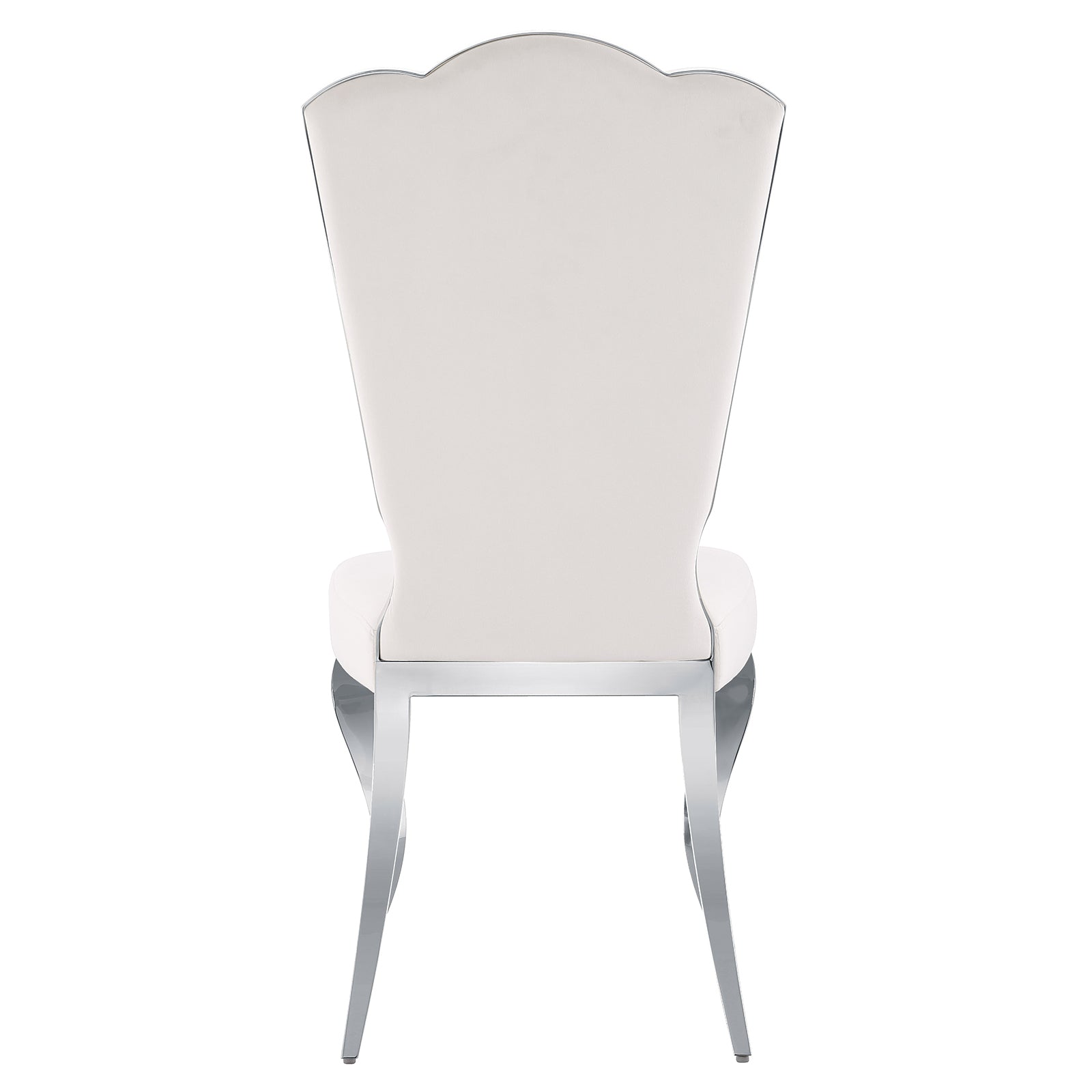 White velvet dining chairs | Cloud backrest design | Silver Metal legs | C141