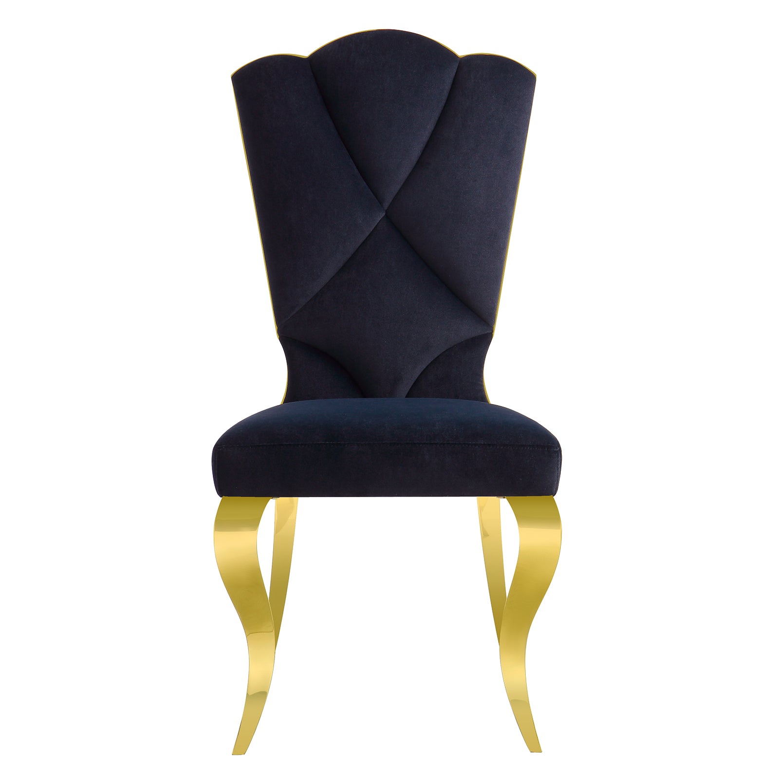 Black velvet dining chairs | Cloud backrest design | Gold Metal legs | C140