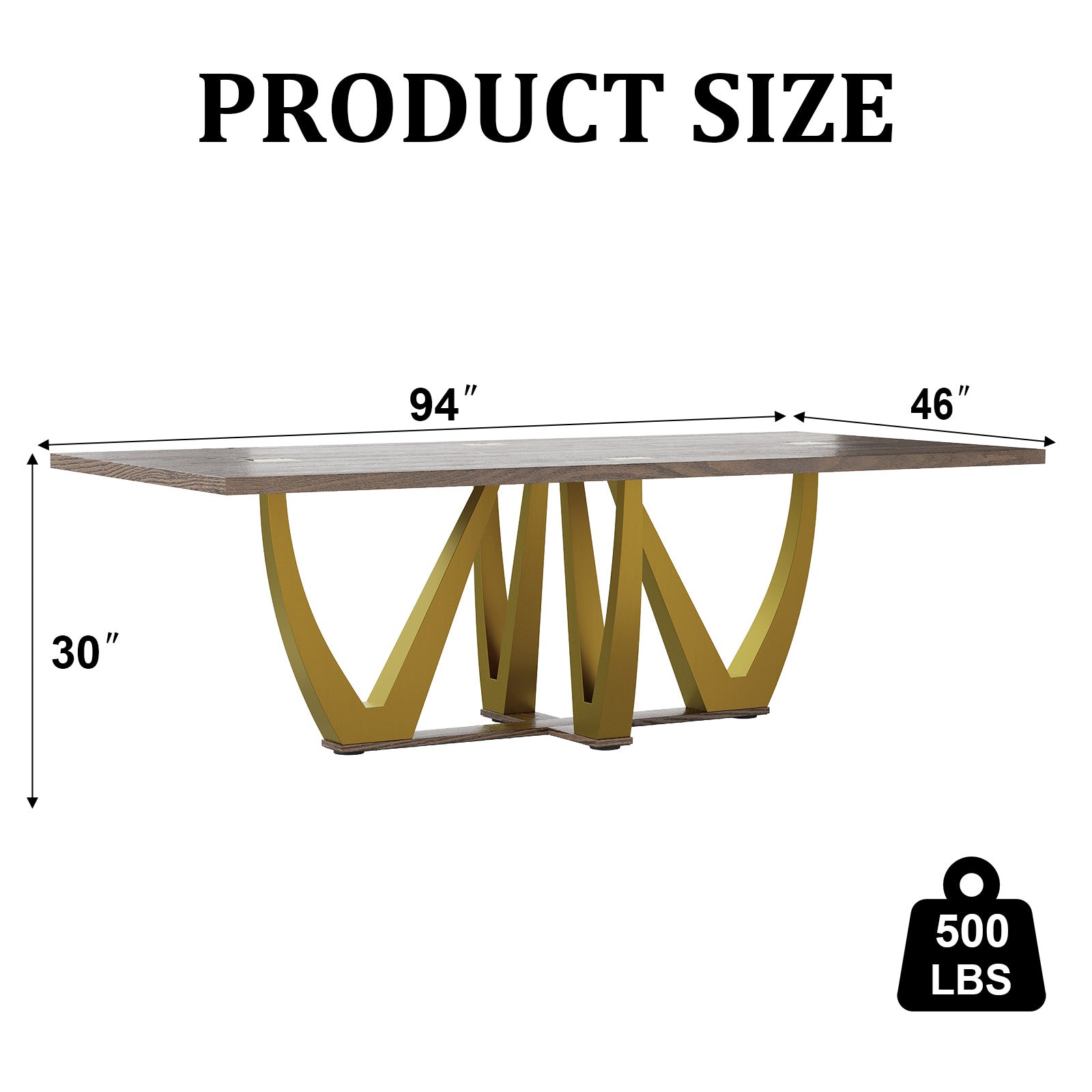 AUZ Solid Wood Dining Table | Crown Molding | Brushed Gold Legs | Suitable for 8-10 People | T252