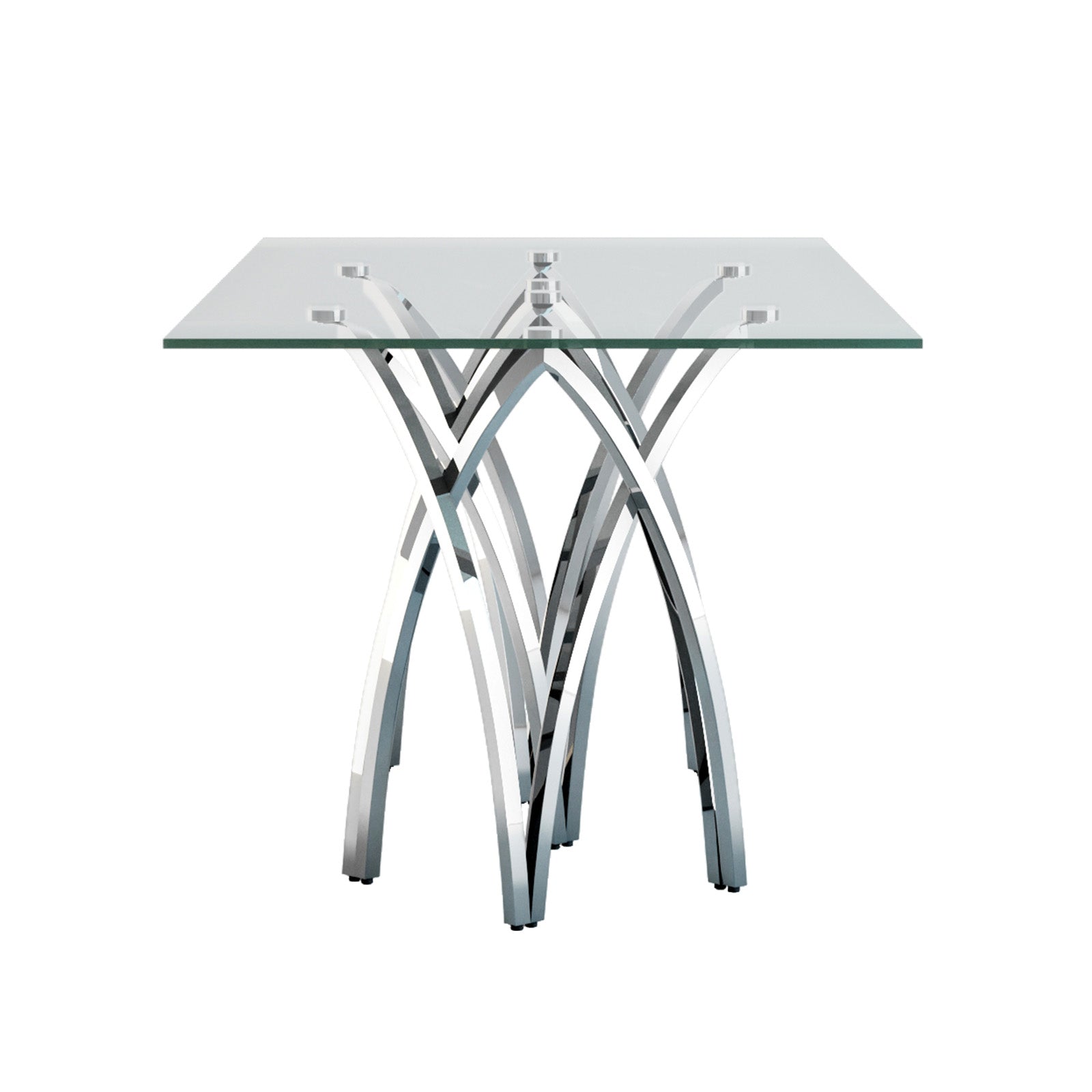 70" Crown Shape Dining Table | Glass Dining Table | Suitable for 4-6 People | Stainless Steel Silver Frame | T253