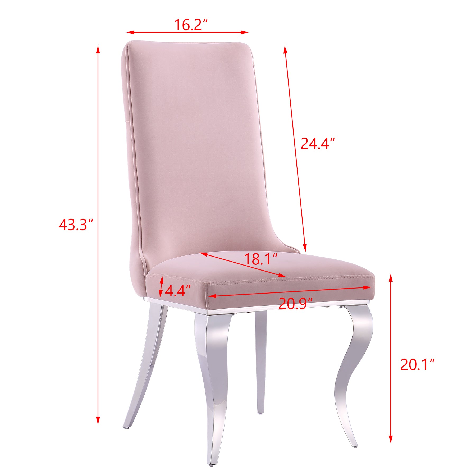 Pink velvet Dining Chairs | Button Back | Heavy duty | Silver metal legs | C162