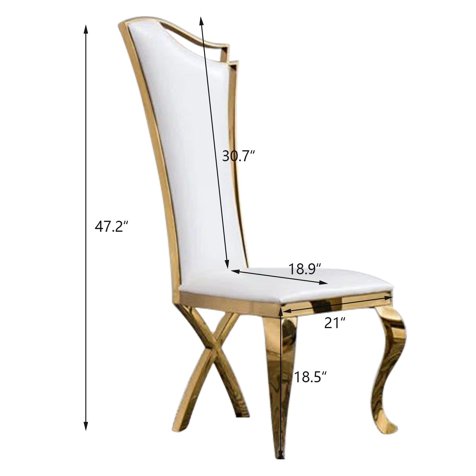 Wholesale White Leather Upholstered Dining Chairs with Gold Metal Legs