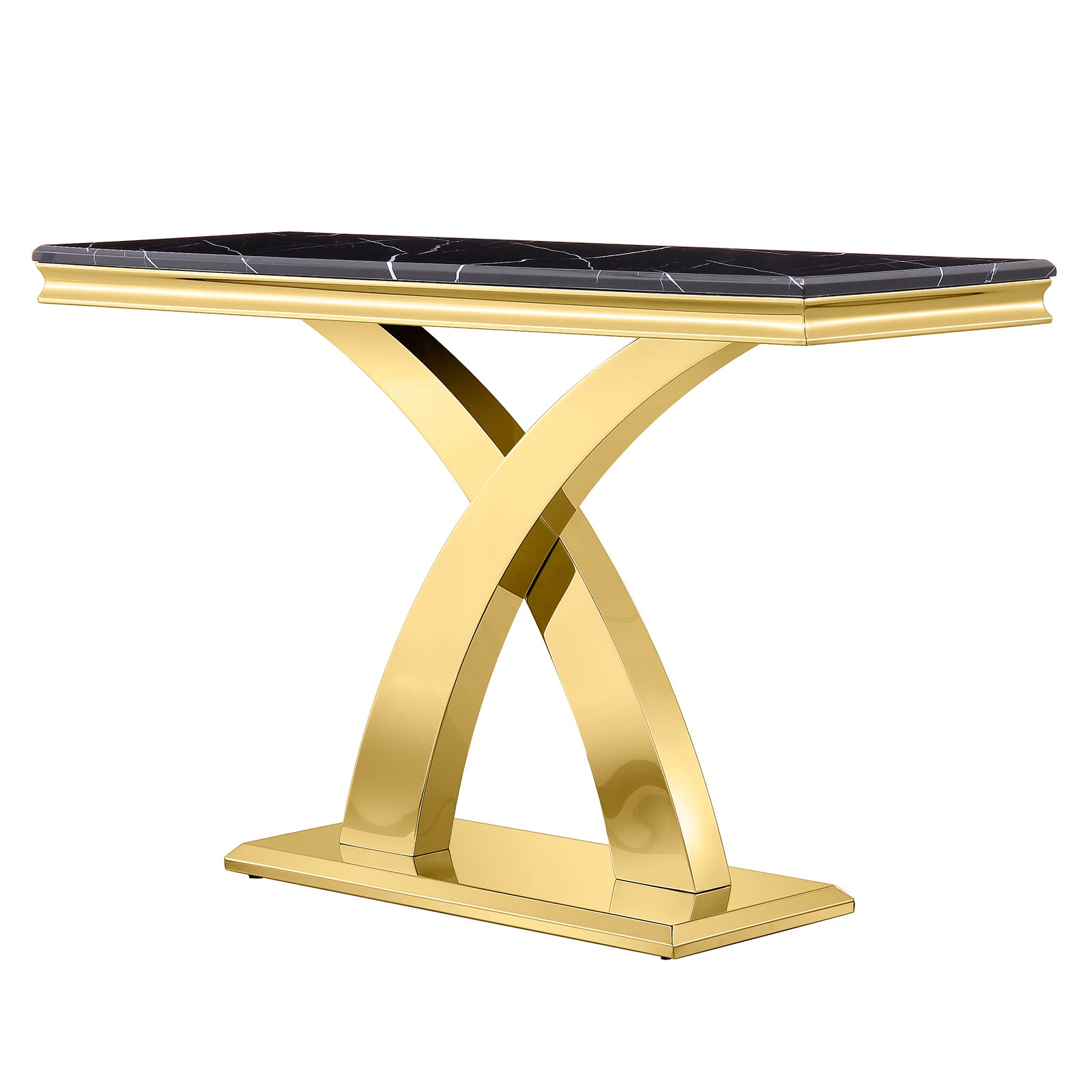 Black Gold Sofa Table with Metal X Base | S505