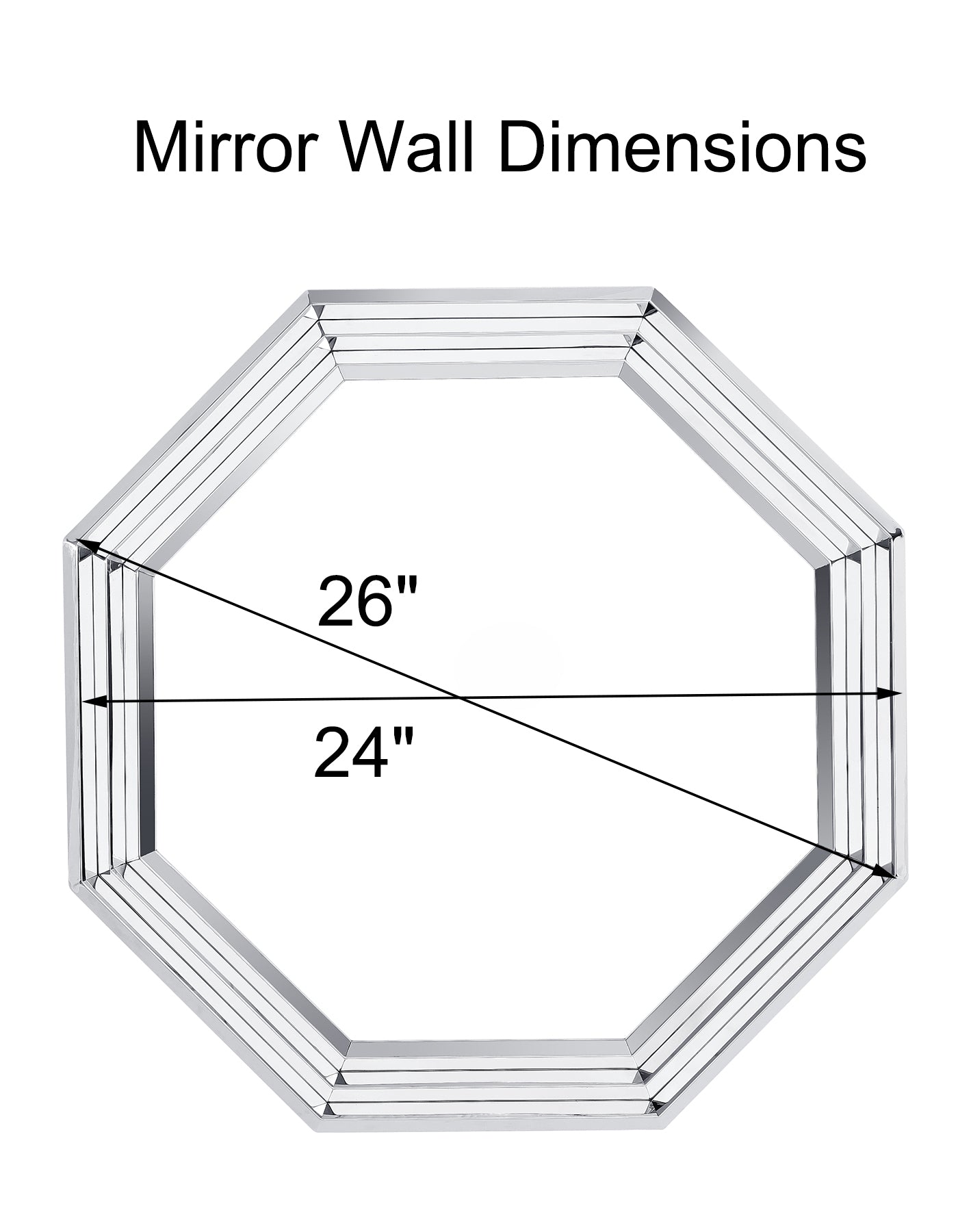 Silver  24" Octagon Geometric Mirror Wall | W100