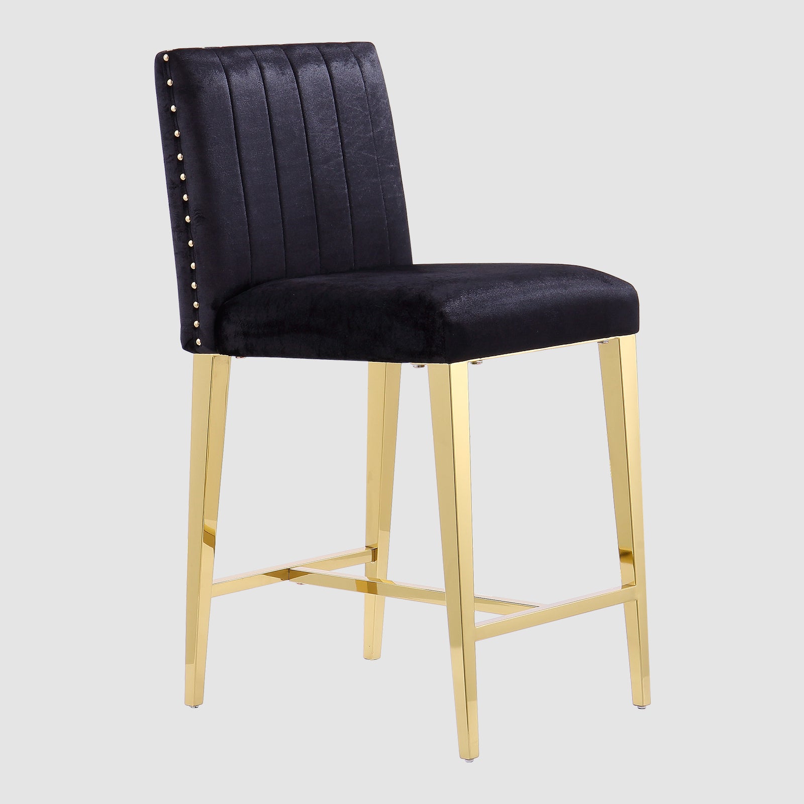 Counter Height Bar Stools | Black Velvet | 24.8-Inch Height