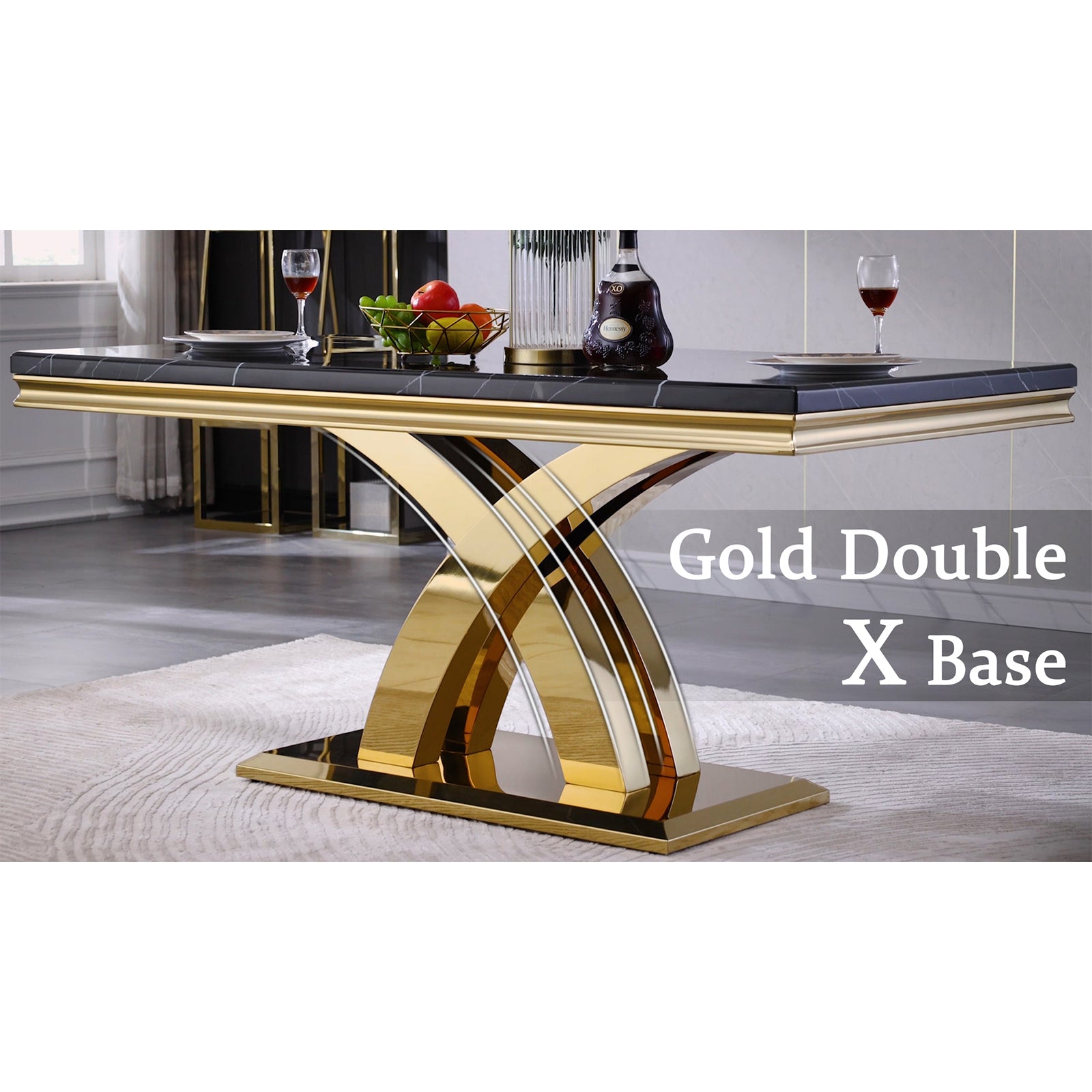 636-Set | AUZ Black and Gold Dining room Sets for 6