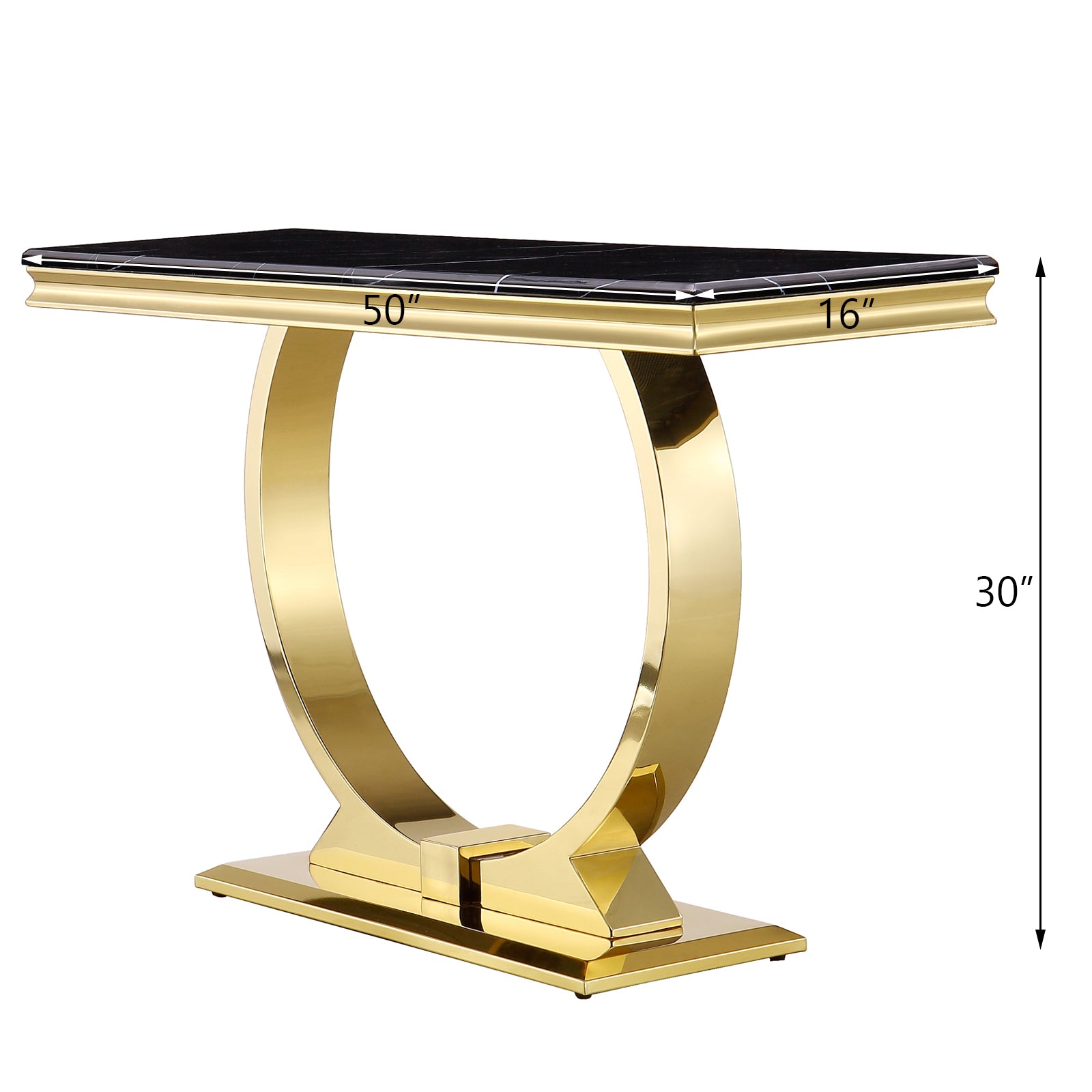 Black and Gold Living room table Set | U Metal Base | L204