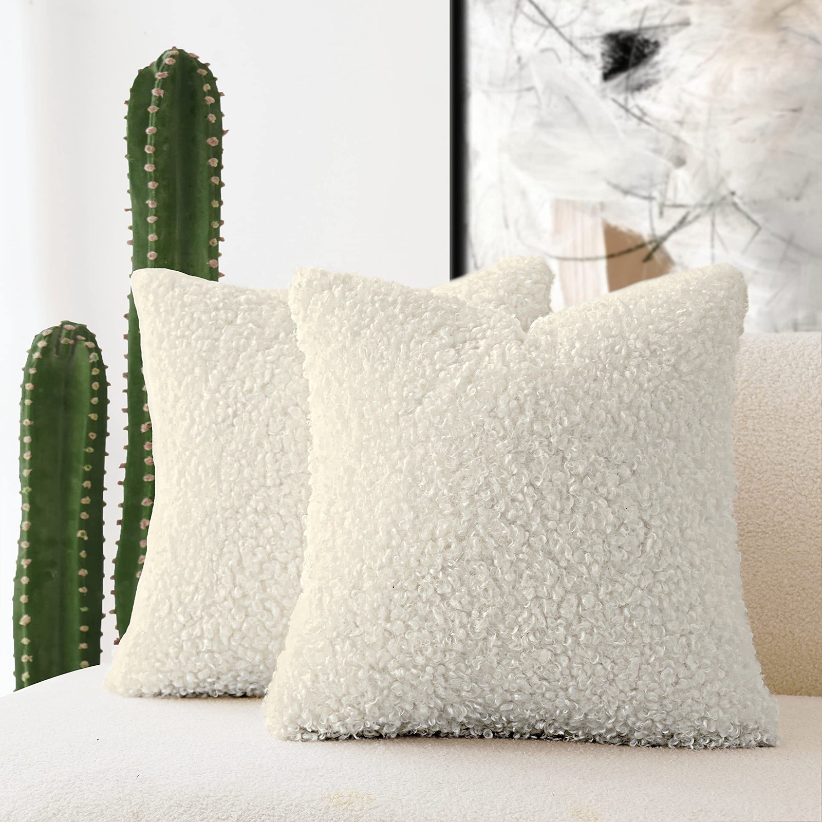 Off-White Velvet Throw Pillow Covers | 18''×18'' | P105