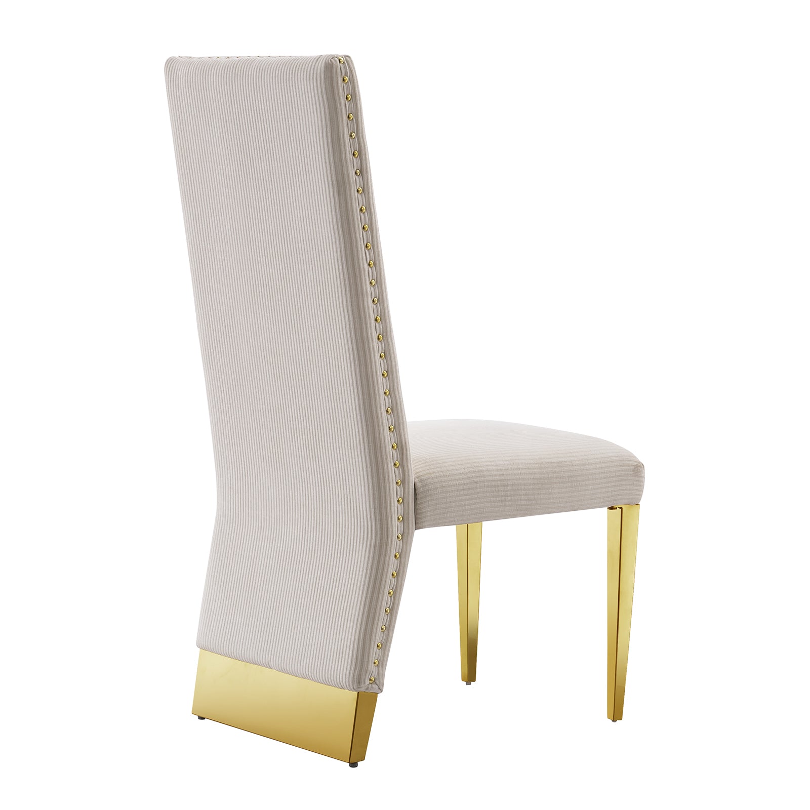 Warm Color  Fabric Dining Chairs | Nailhead Trims| Metal Legs| C177