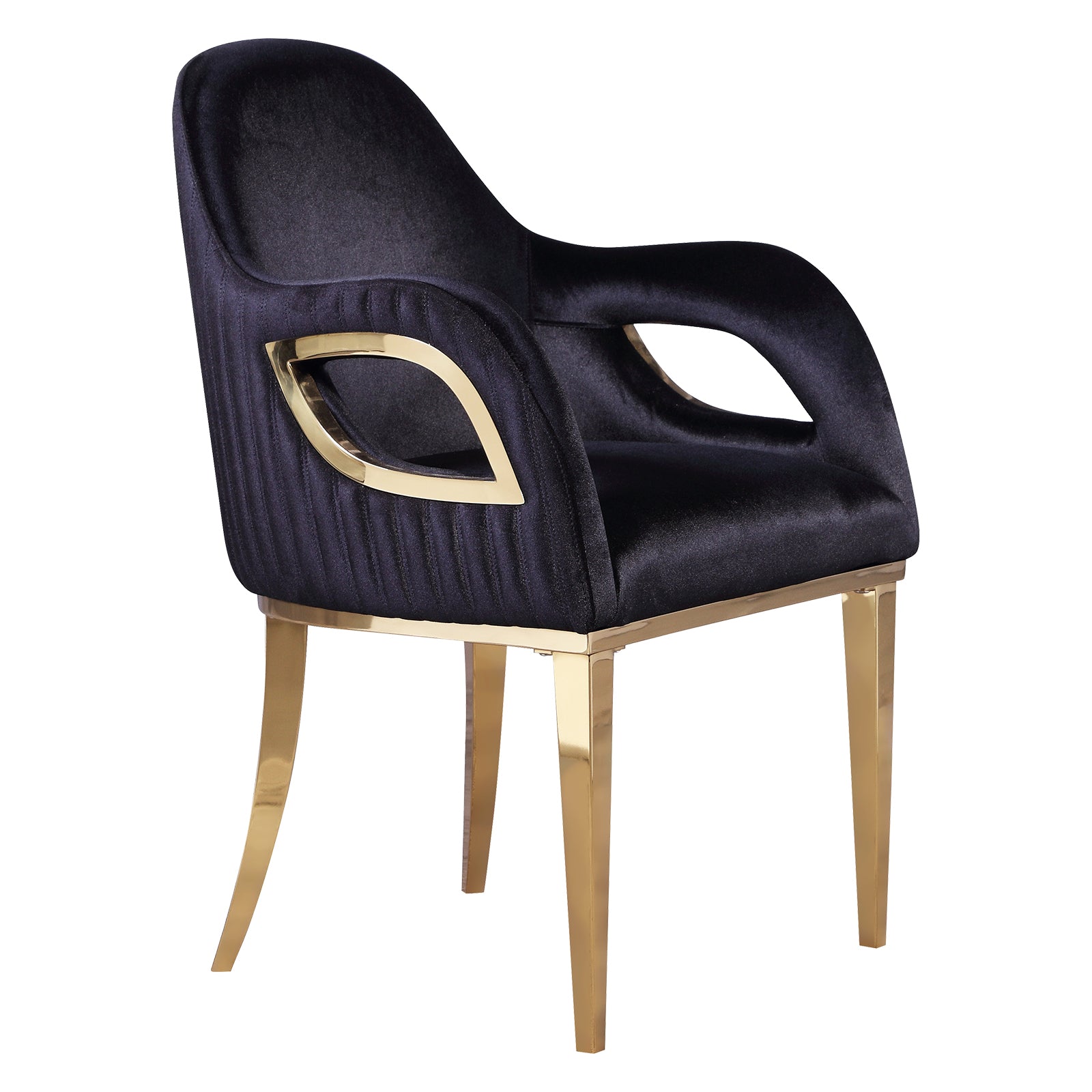 Black Velvet Chairs | Fox-Eye Armrest | Gold metal legs | C102