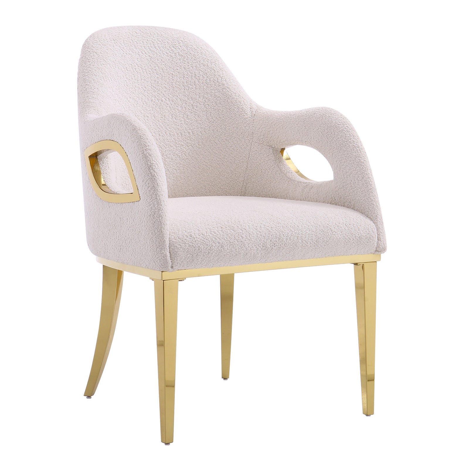 Boucle Fabric Chairs | Fox-Eye Armrest | Metal legs | C103
