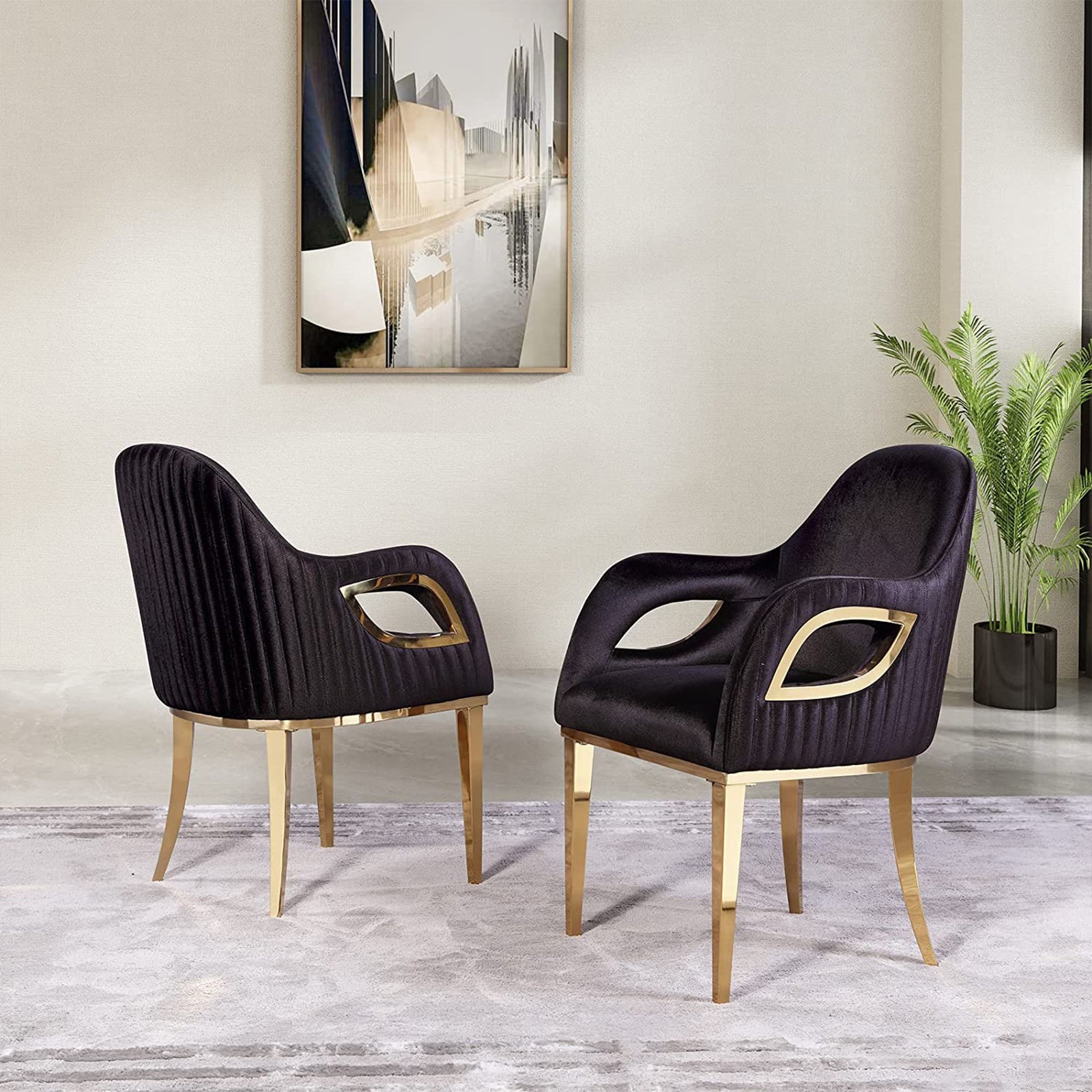 625-Set | AUZ Black and Gold Dining room Sets for 6