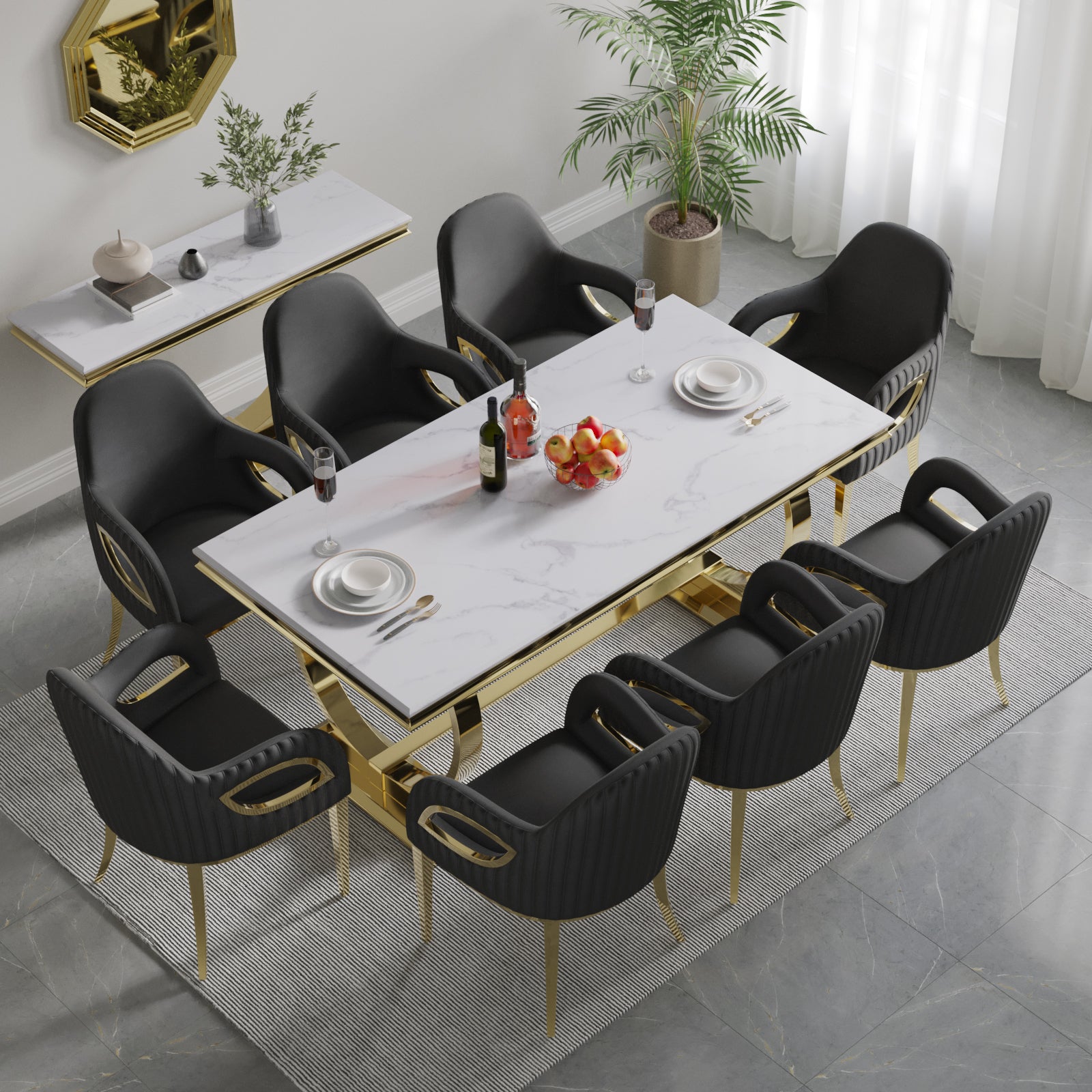 Black Velvet Chairs | Fox-Eye Armrest | Gold metal legs | C102