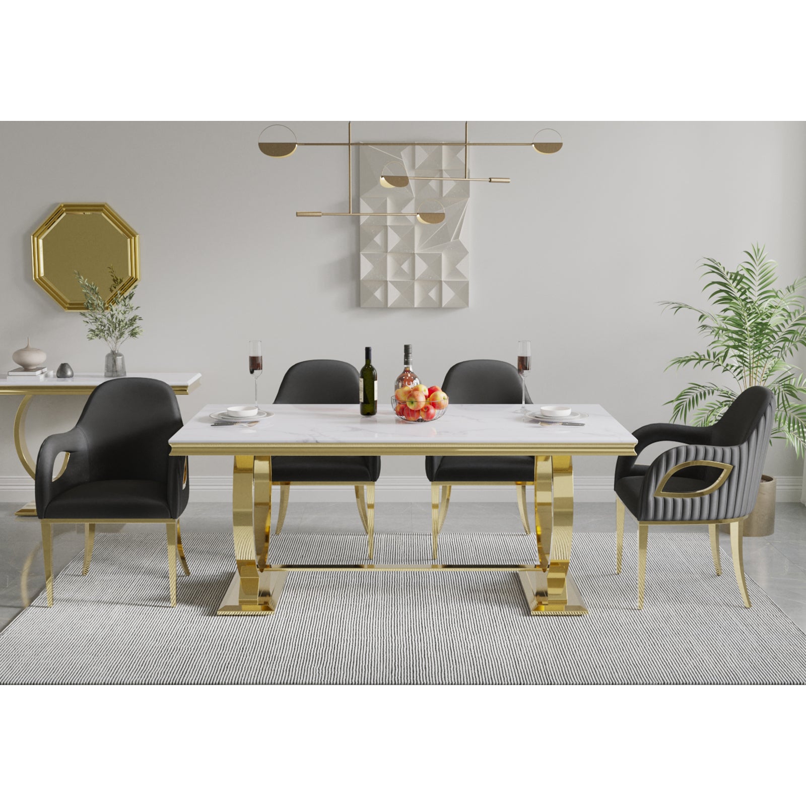 608-Set | AUZ Black and Gold Dining room Sets for 6